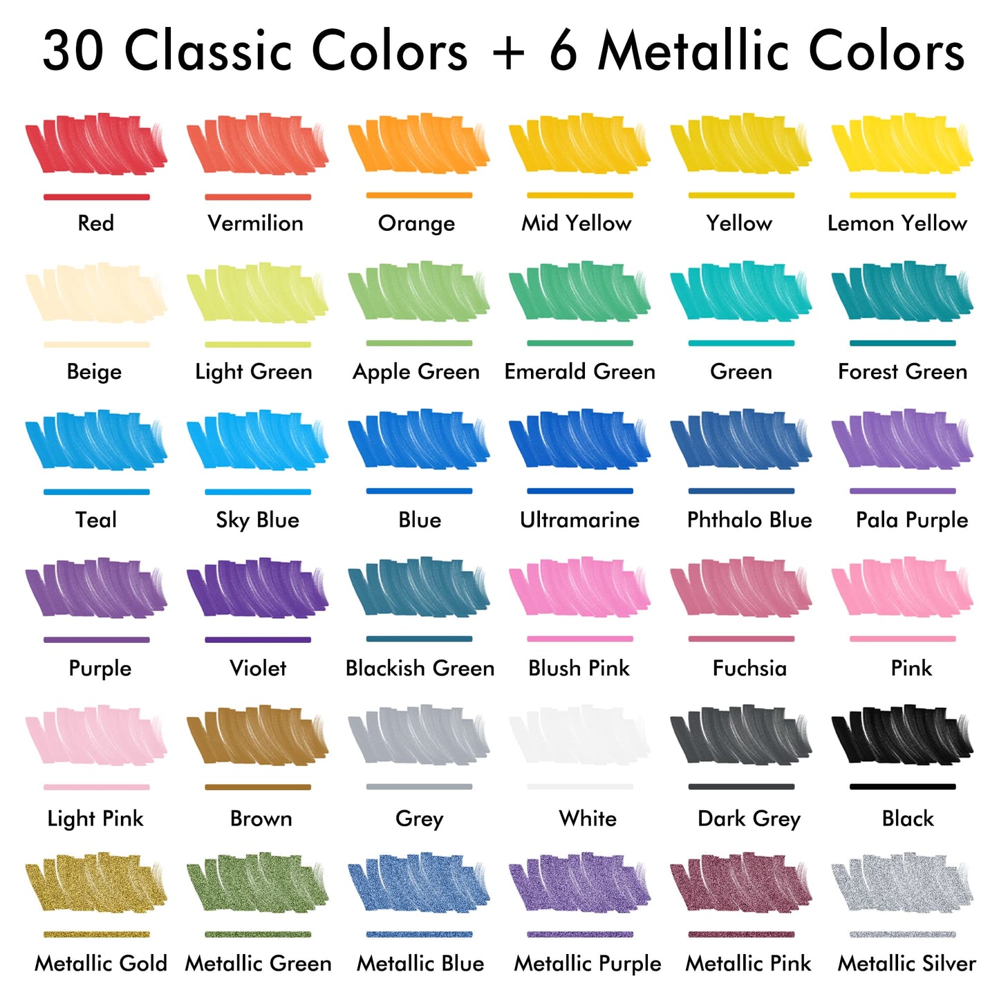 36 Colors Dual Tip Acrylic Paint Markers, Brush and Fine Tip for Rock Painting, Ceramic, Wood, Canvas, Plastic, Glass, Stone, Calligraphy, Card Making, DIY Crafts