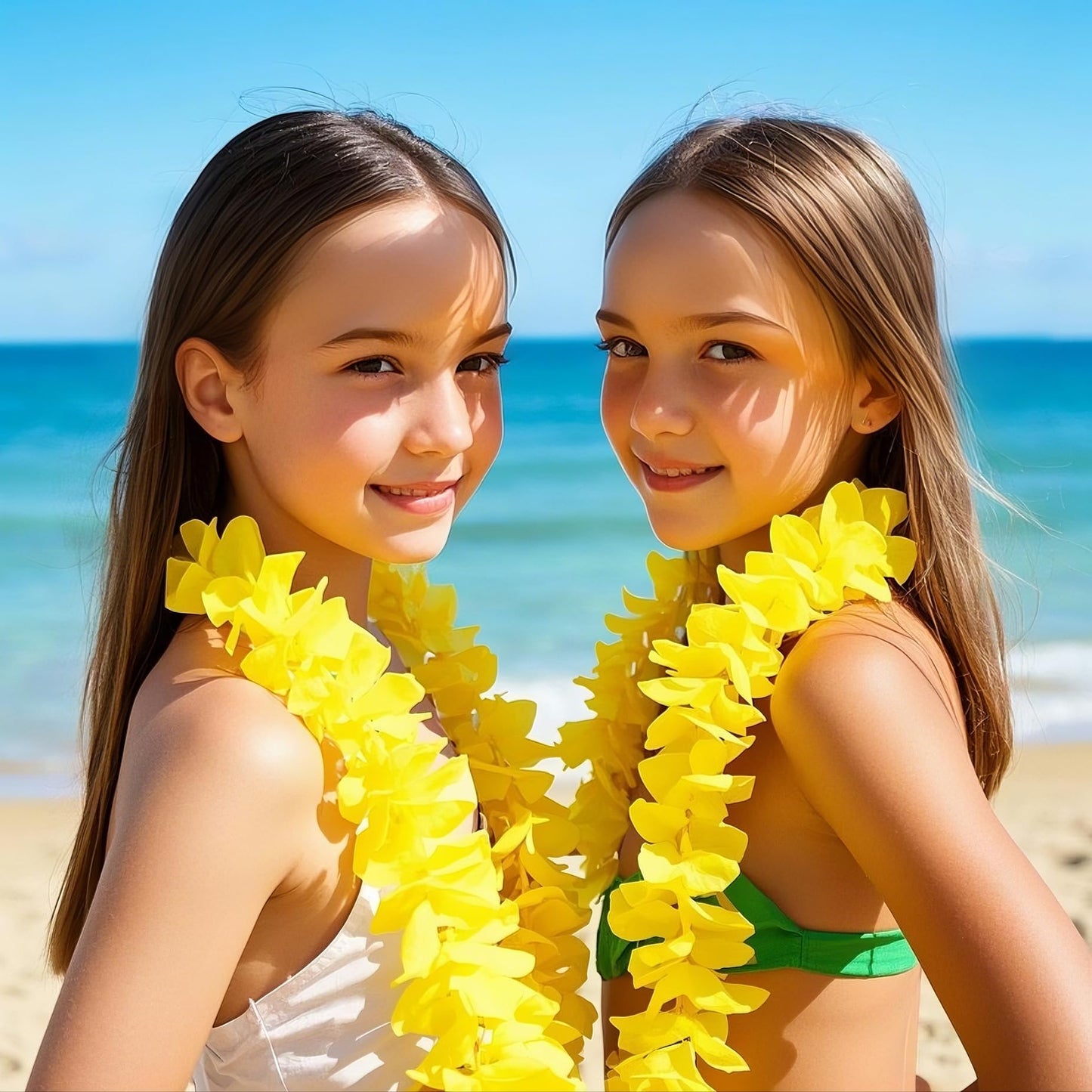 36 Counts Hawaiian Leis Necklace Tropical Luau Hawaii Silk Flower Lei Theme Party Favors Wreaths Headbands Holiday Wedding Beach Birthday Decorations (3 Dozens)