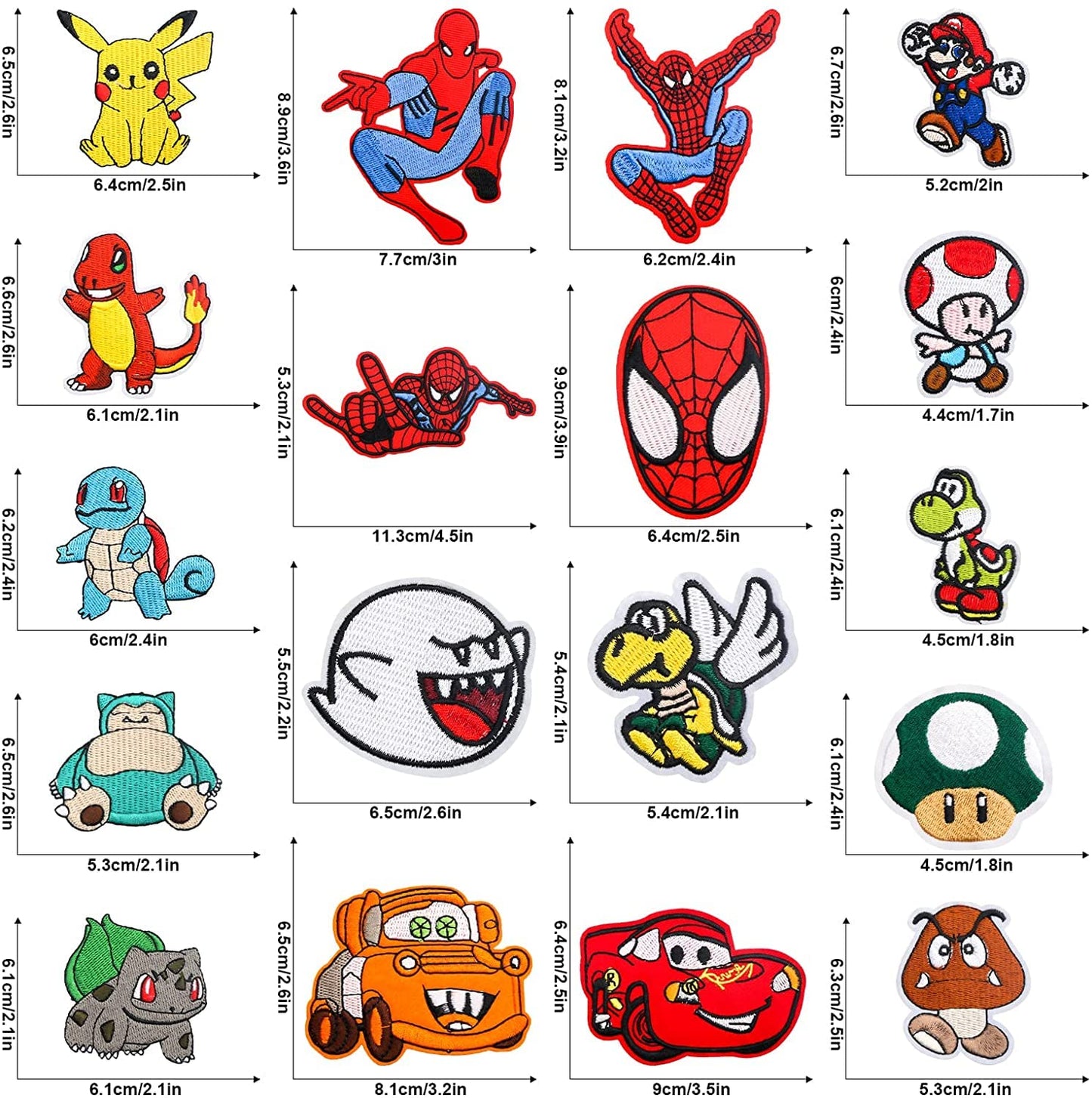 18 Pieces Anime Patches Embroidered Applique Patches,Sew on Iron on Patches Fabric Repair Patch for Kids Adult Clothes Jeans Jackets Hats Shoes Backpacks