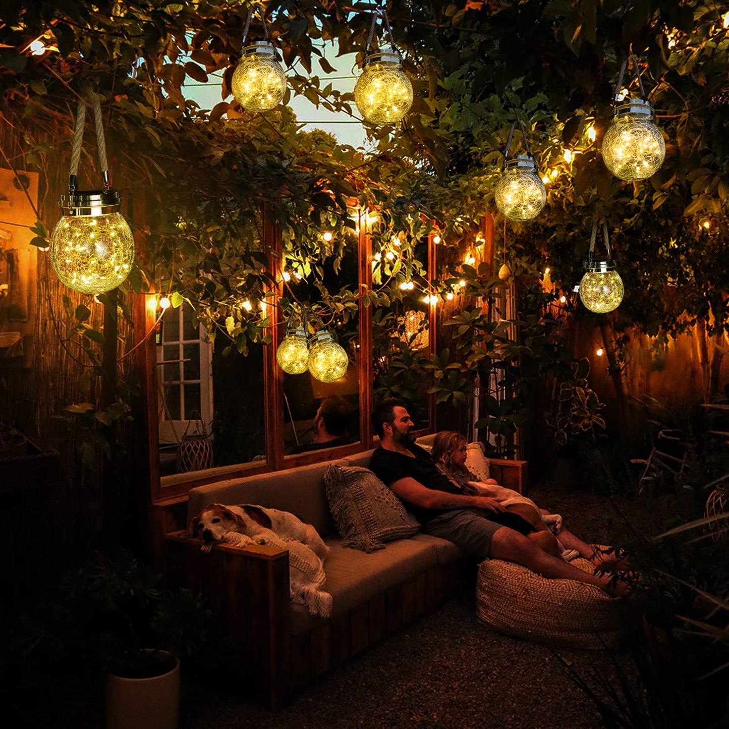 Solar Lantern, 2 Pack Outdoor Lanterns with 30 LED Waterproof Garden Decor Patio Solar Lights Outdoor Decorative Backyard Outdoor Hanging, Warm Light