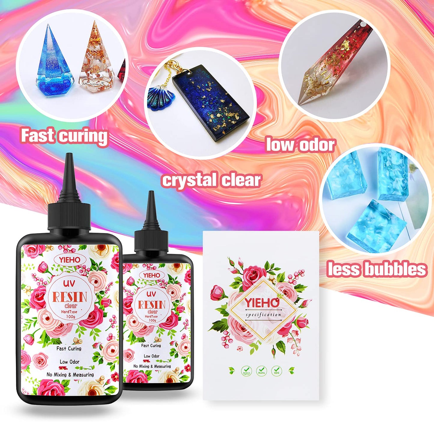 UV Resin-200g Upgraded Crystal Clear Hard UV Curing Epoxy Resin Starter Supplies for Craft Jewelry Making