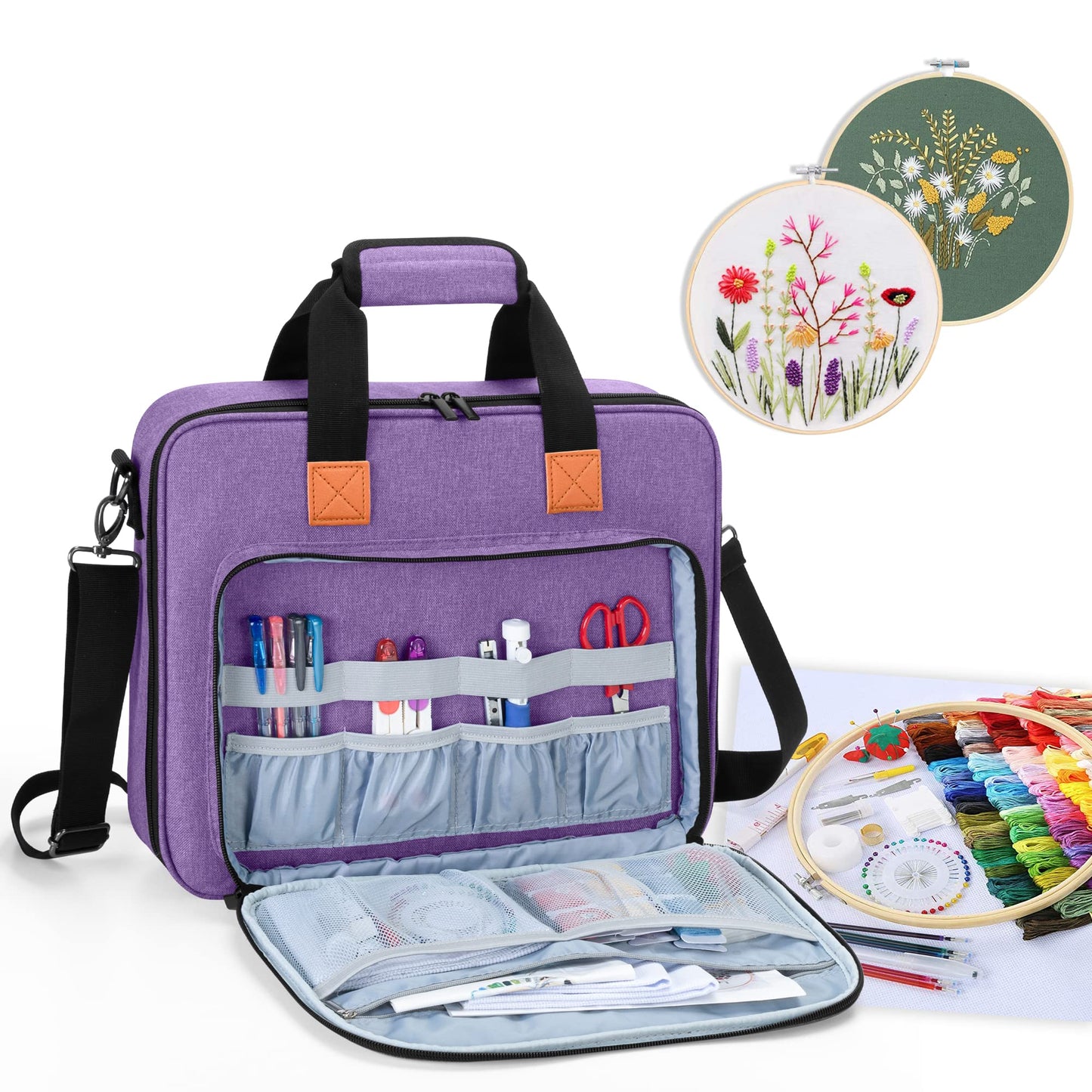 Embroidery Project Bag, Embroidery Kits Storage Bag (Bag Only), Purple