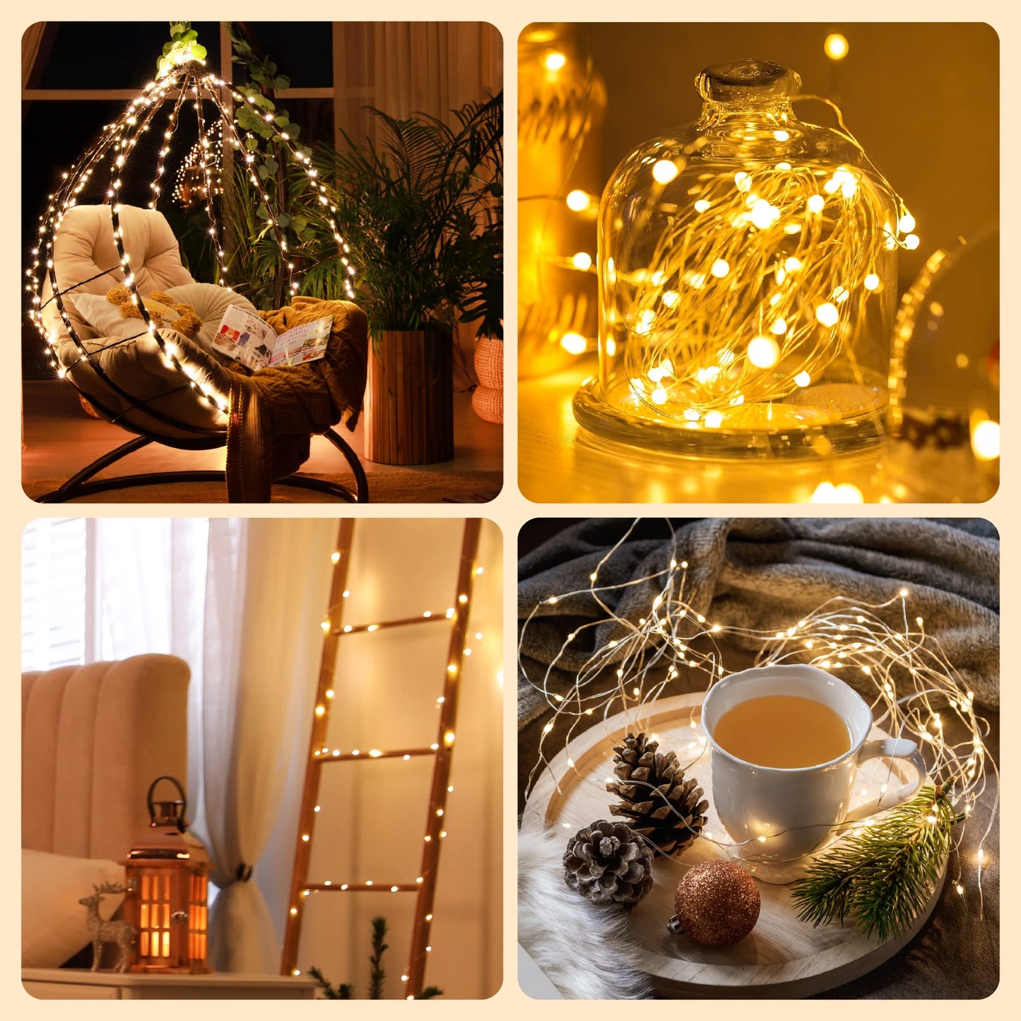 33 FT 100 LED Silver Wire Fairy String Lights for Christmas Wedding Party Home Holiday Decoration,Battery Operated, Warm White, Pack of 1