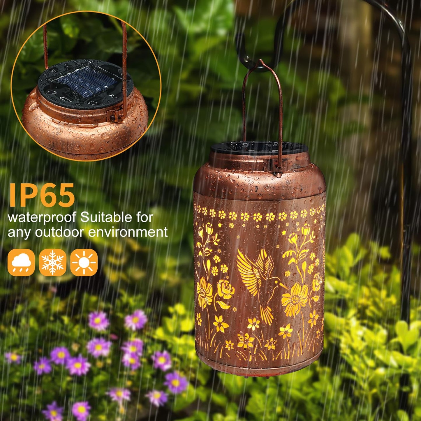 Solar Lanterns Outdoor Waterproof Hummingbird Garden Decor Birthday Mothers Day Gifts for Women Mom Grandma Hanging Solar Lights Metal Solar Decoration Outside for Yard, Backyard, Patio Deals