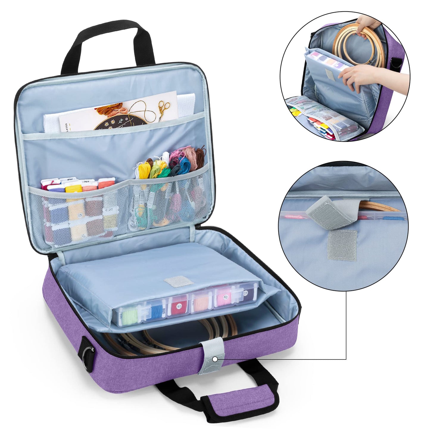Embroidery Project Bag, Embroidery Kits Storage Bag (Bag Only), Purple