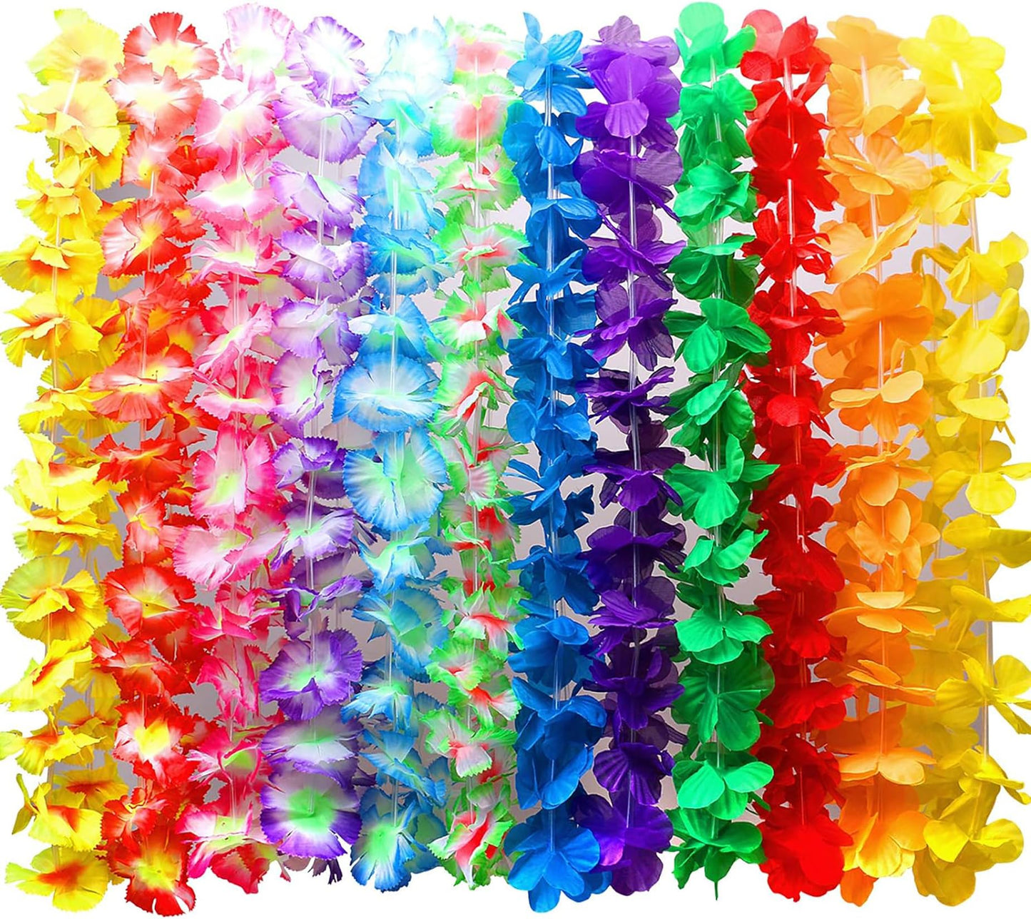36 Counts Hawaiian Leis Necklace Tropical Luau Hawaii Silk Flower Lei Theme Party Favors Wreaths Headbands Holiday Wedding Beach Birthday Decorations (3 Dozens)