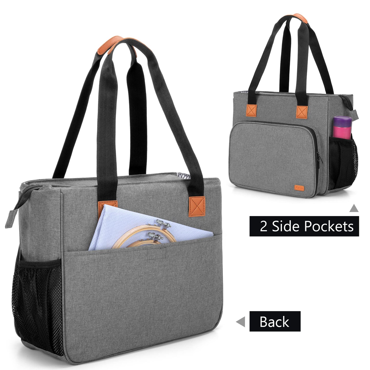 Embroidery Project Carrying Bag, Embroidery Kits Storage Bag Gray, (Bag Only)