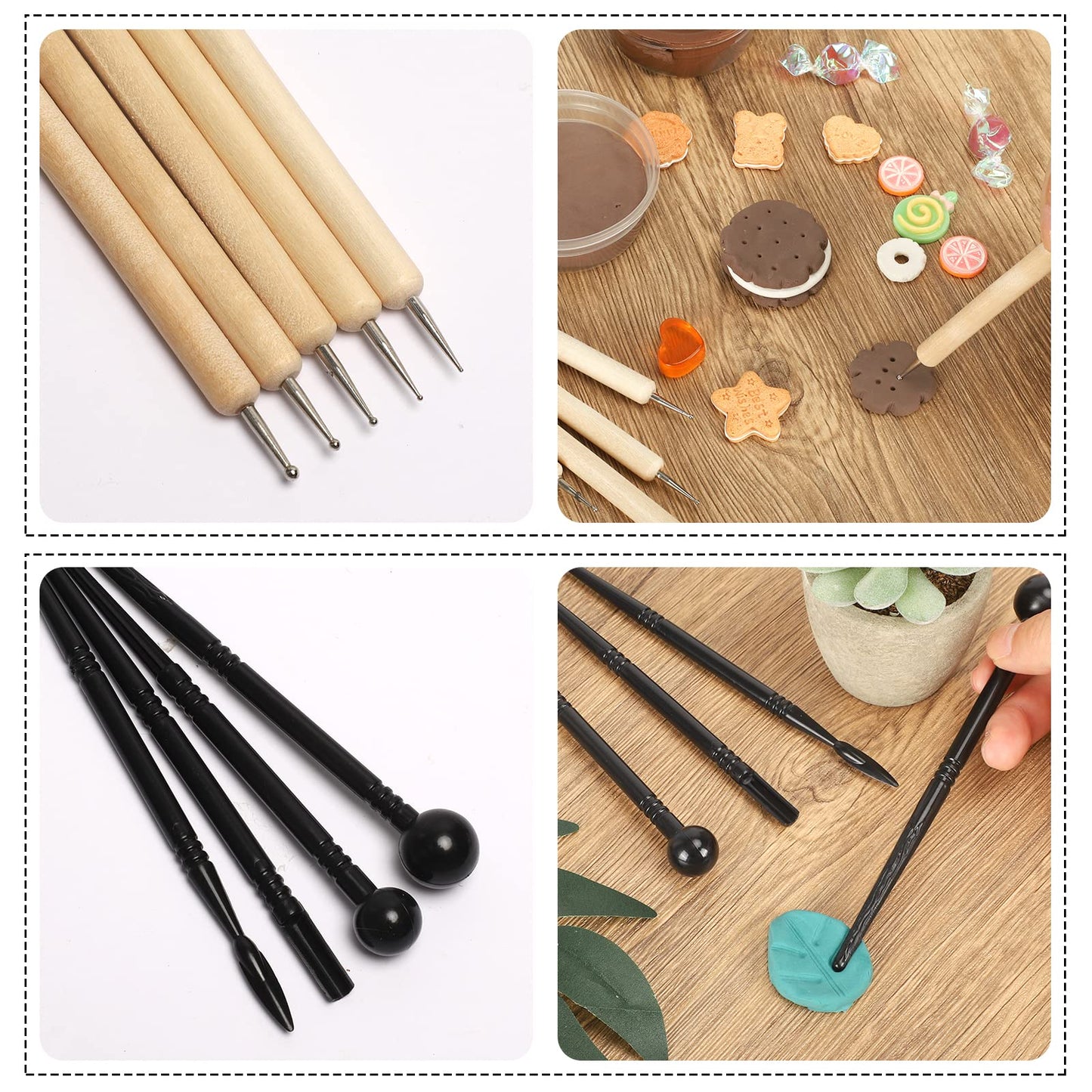 24pcs Polymer Clay Sculpting Tools Set with Stylus and Rock Painting Kit - Air Dry Clay Modeling Tools for Pottery and Sculpture
