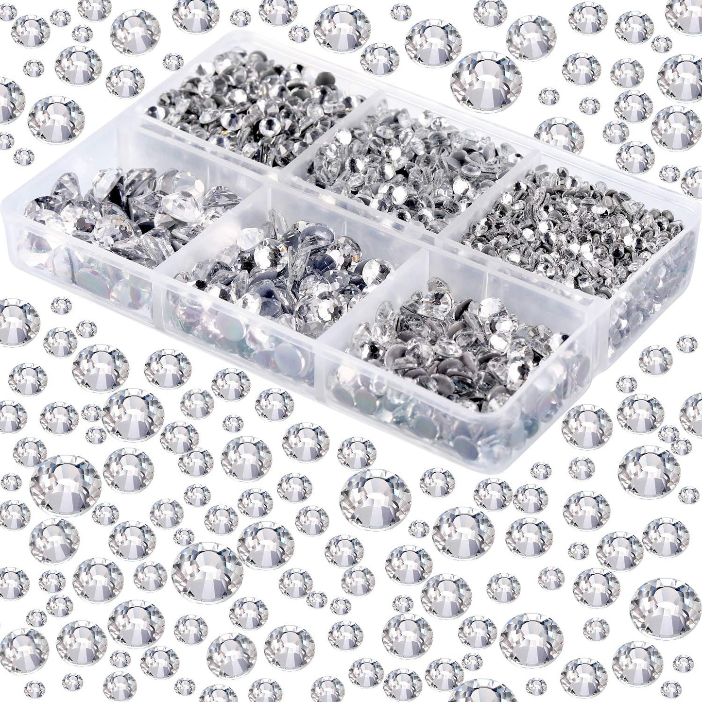 4000 Pieces Hotfix Rhinestones Crystals AB Clear Crystal Rhinestones Flatback Gems Round Crystal Rhinestones Bulk for Crafts Clothing Dance Costumes(Clear Color)