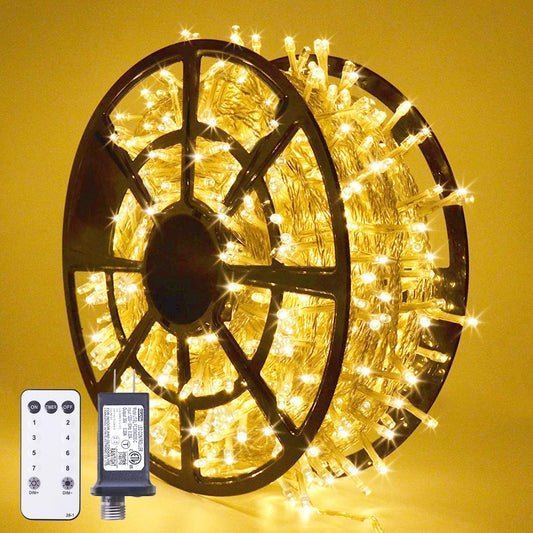 168FT 600 LED String Lights Outdoor Indoor Christmas String Lights Plug in Warm White Tree Lights for Outside Bedroom Wedding Party Holiday Spring Decorations