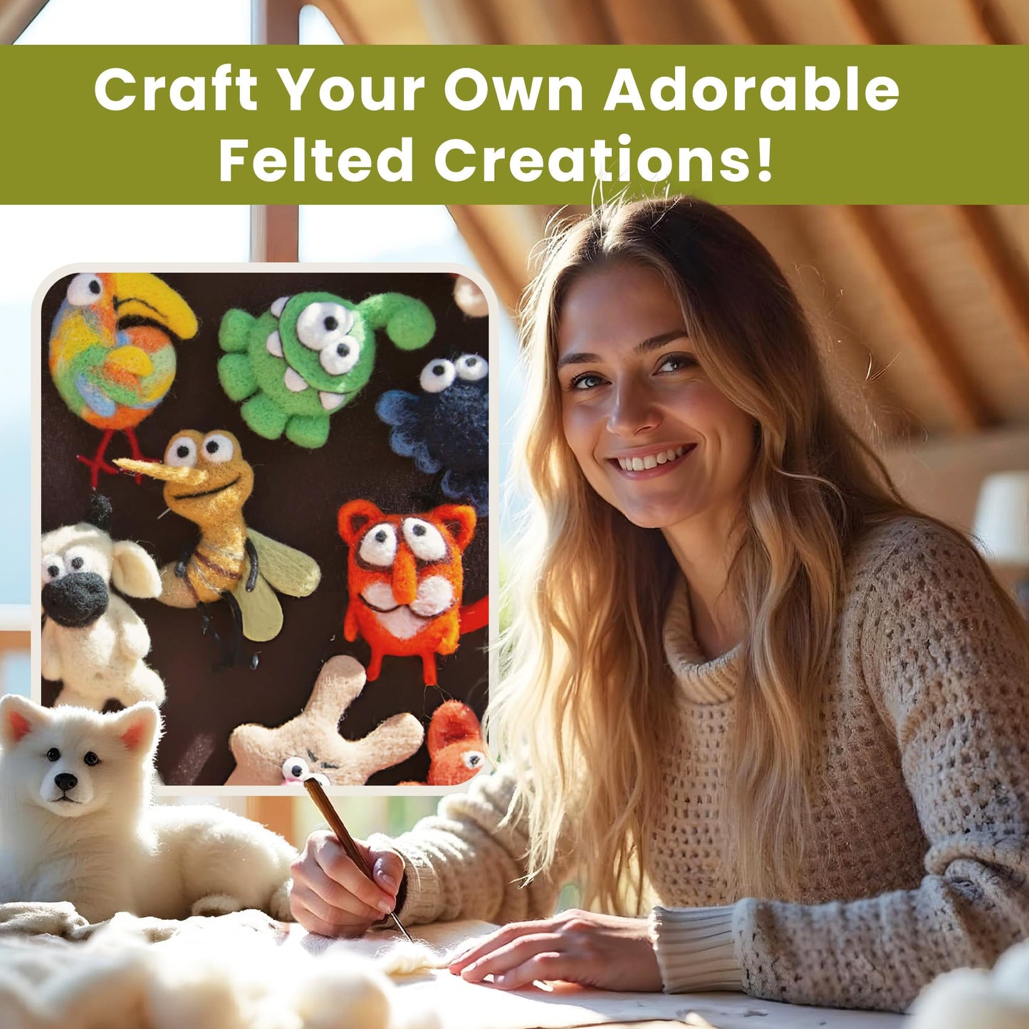 Wool Roving Top – 8 OZ Natural Corriedale, Bulk Pack, Best Core Wool for Needle Felting Wool, Wool Felting, Dryer Balls, Yarn Roving - Ethically Sourced, Processed in USA - White Ecru, 29.5 Micron