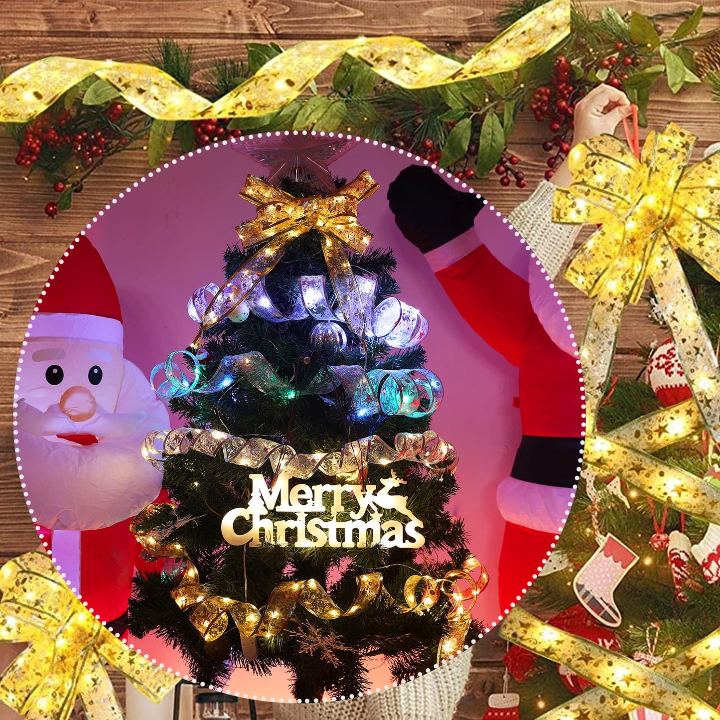 LED Ribbon Lights for Decorations - 32.8ft (2X16.4ft) 100 LED IP44 Waterproof Fairy Lights Battery Operated with Remote & Timer for Children's Day, Father's Day, Christmas, Party, Wedding