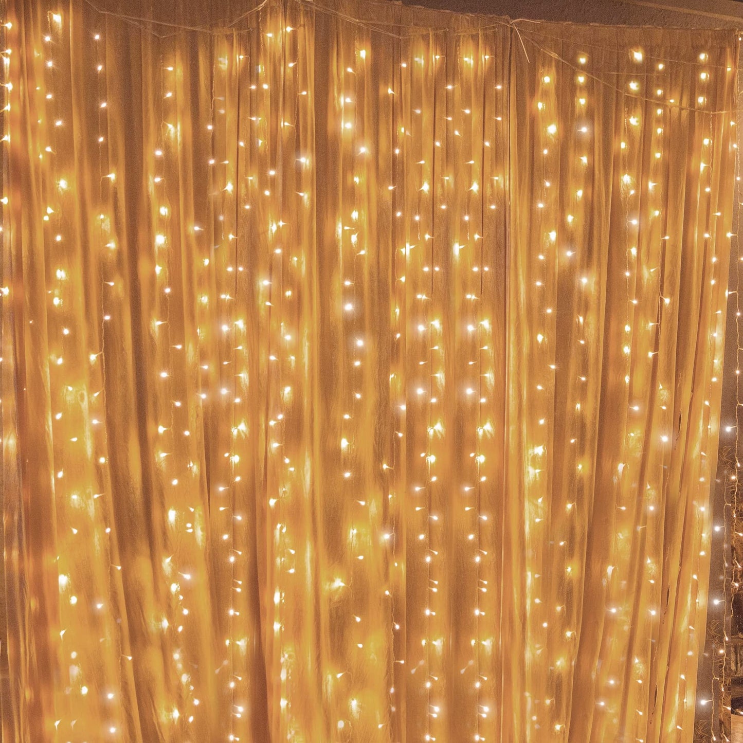 300 LED Window Curtain String Light Wedding Party Home Garden Bedroom Outdoor Indoor Wall Decorations, Warm White