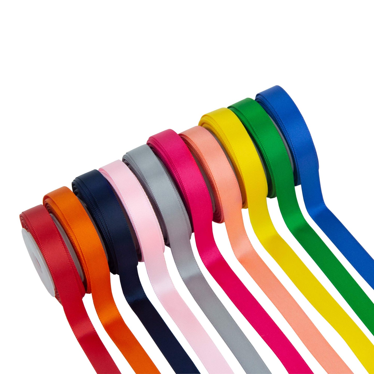 Solid Color Double Sided Polyester Satin Ribbon 10 Colors 3/8" X 5 Yard Each Total 50 Yds Per Package Ribbon Set, Perfect for Gift Wrapping, Hair Bow, Trimming, Sewing and Other Craft Projects