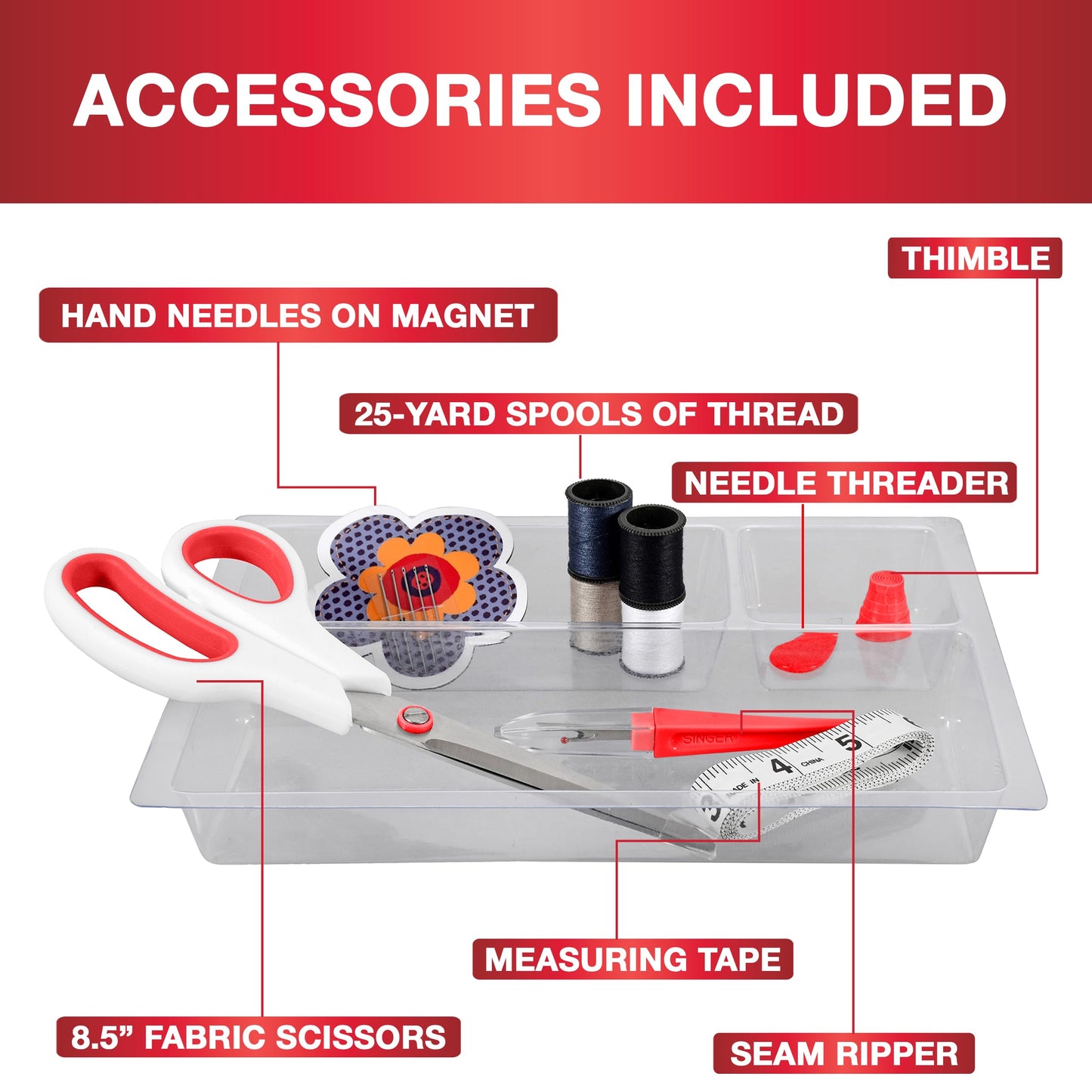 Sewing Basket with Sewing Kit, Needles, Thread, Scissors, and Notions- Purple