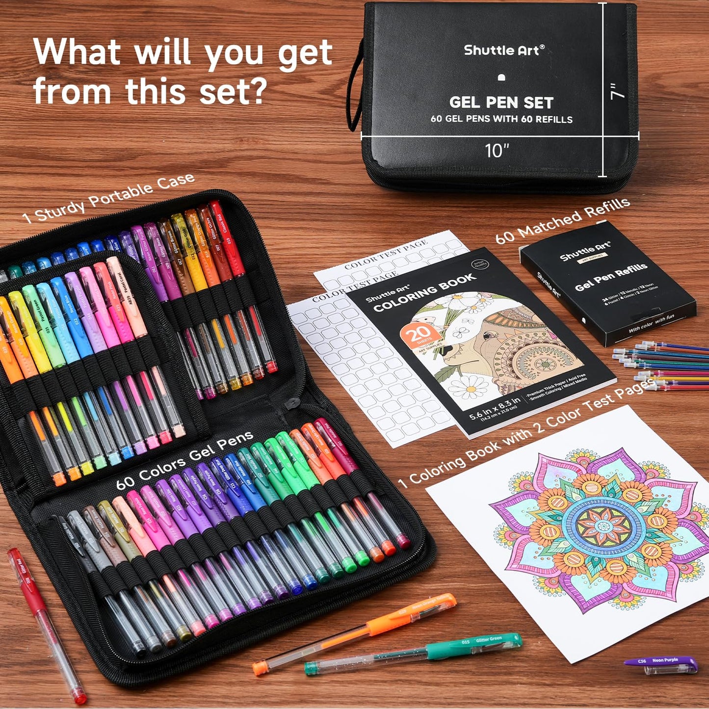 Gel Pens, 120 Pack Gel Pen Set 60 Colored Gel Pen with 60 Refills for Adults Coloring Books Drawing Doodling Crafts Scrapbooking Journaling