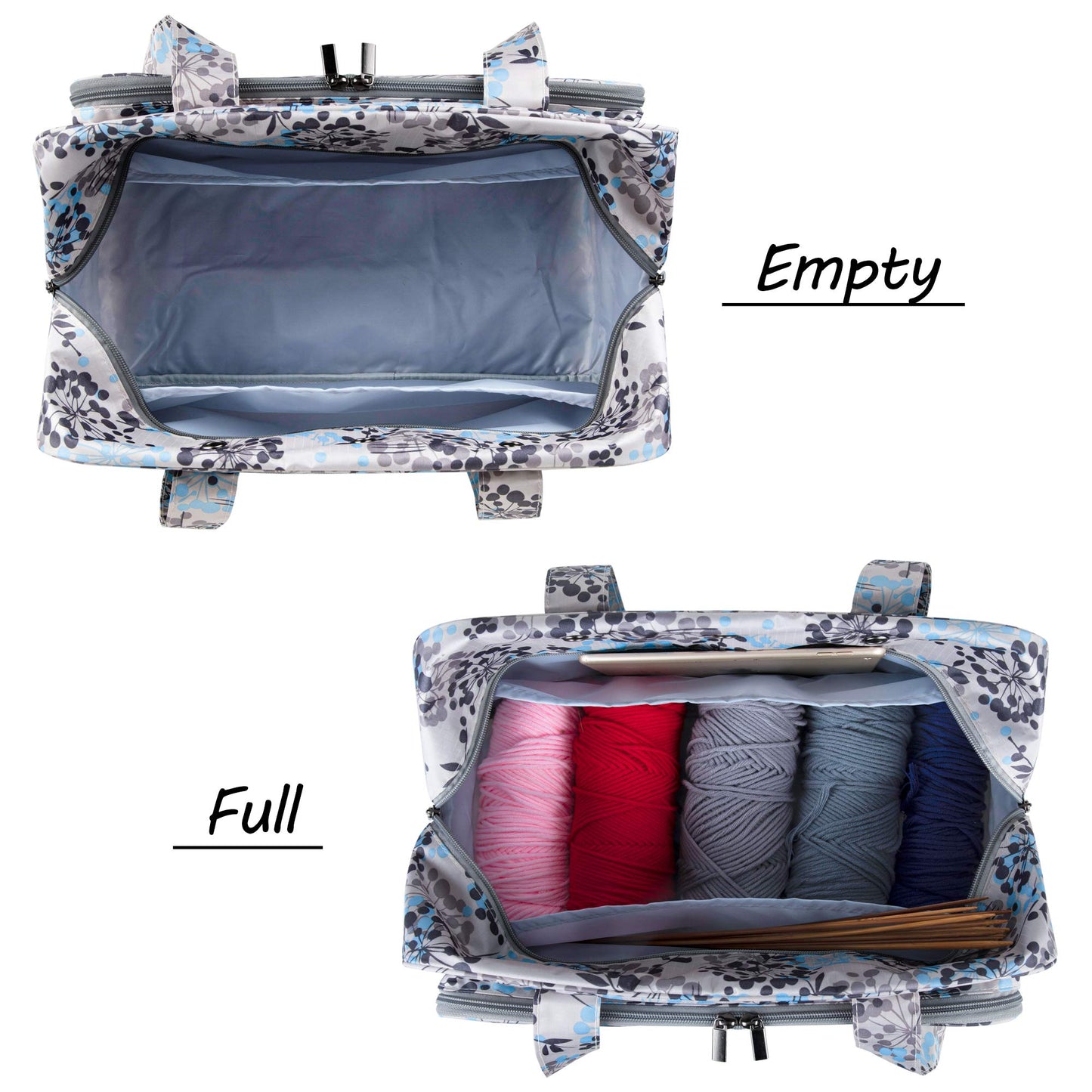 Yarn Storage Bag, Knitting Tote Bag For Crochet Hooks, Knitting Project and Accessories, Ideal for Crochet Beginners and Knitting Lovers, Bag Only, Dandelion