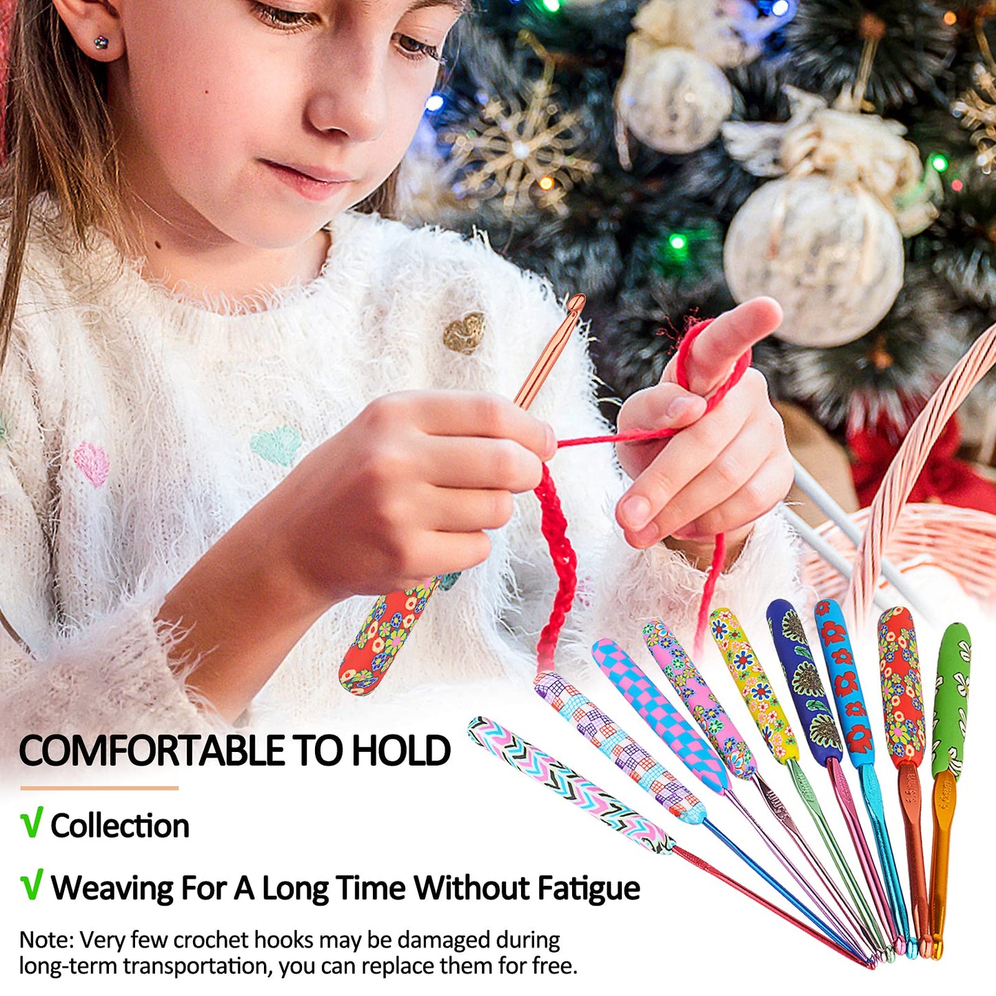 Warm Crochet Hooks for Grandmother, Art Aluminum Soft Grip Crochet Needles for Crocheting, Knitting Hook for Crochet Yarn Craft - Premium Knitting & Crochet Supplies