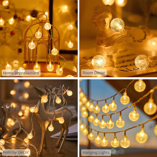 33 FT 80 LED Globe String Lights Battery Operated With Remote - Waterproof Indoor Outdoor Hanging Fairy Lights for Home, Party, Patio, Garden, Wedding, Christmas