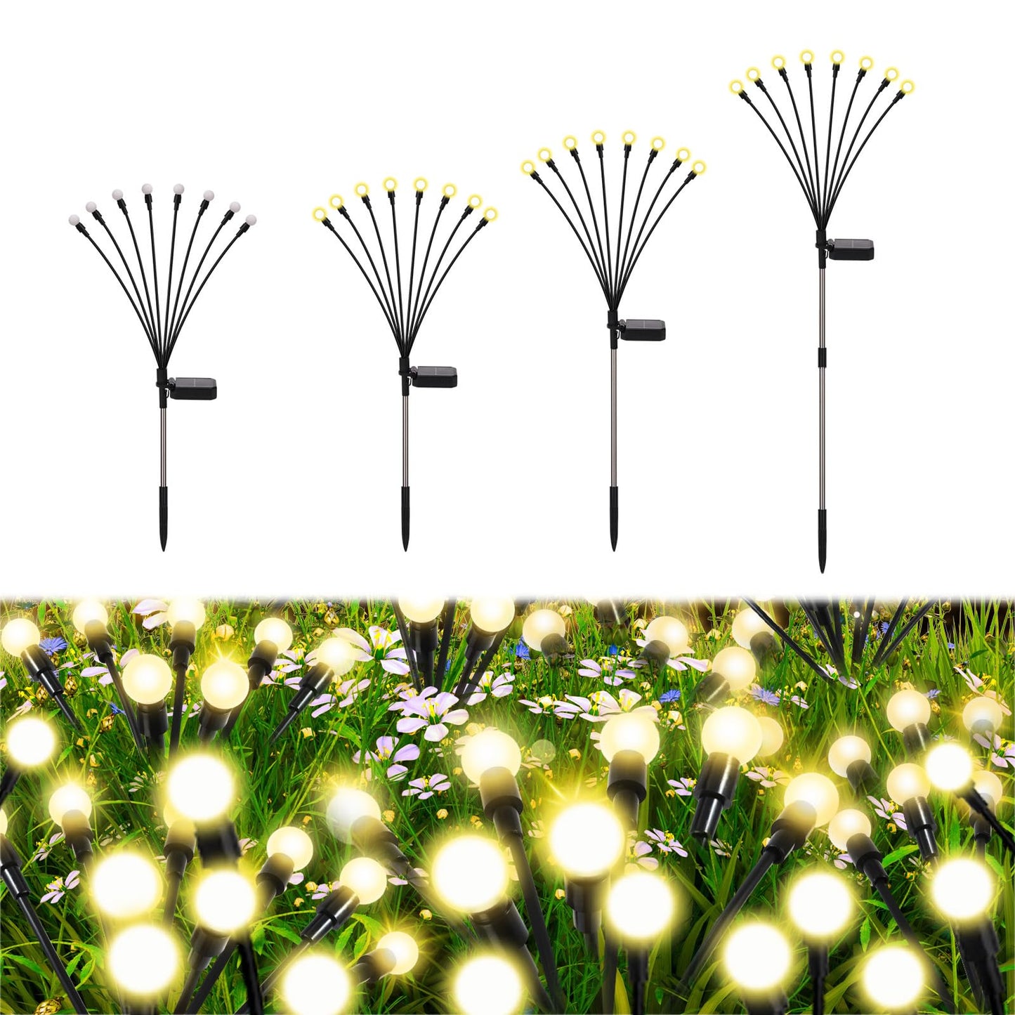 Firefly Lights Solar Outdoor, Swaying Solar Garden Lights,8 Modes Solar Firefly Lights Outdoor Waterproof for Outside Yard Patio Plant Porch Pathway Christmas Garden Decor Warm White(4 Pack)