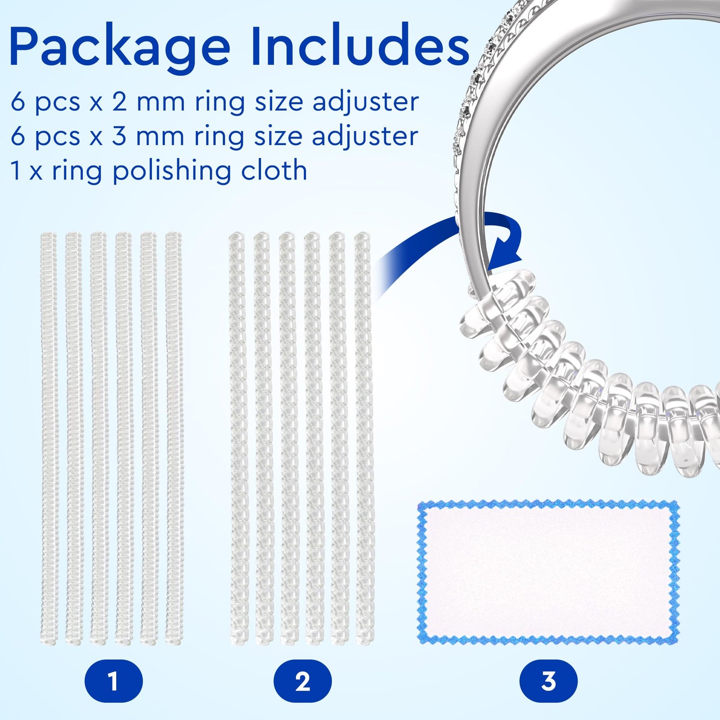 Ring Sizer Adjuster for Loose Rings - 12 Pack, Guards, Spacers & Tighteners, Fits Bands Up to 6mm, Reduces Size by 0.5-1.5, Invisible Design for Women & Men by 5 STARS UNITED
