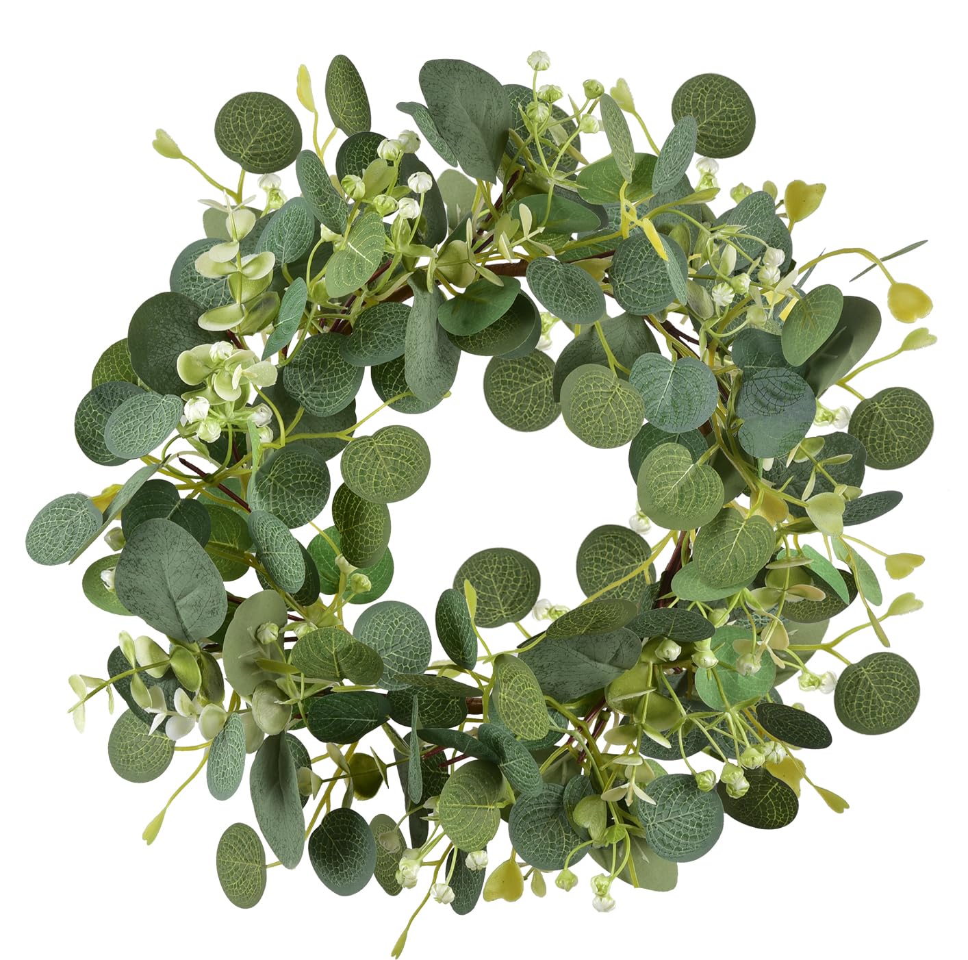 Green Eucalyptus Wreaths 12'' Artificial Spring Summer Eucalyptus Leaf Wreaths with Berries for Home Farmhouse Front Door Decor