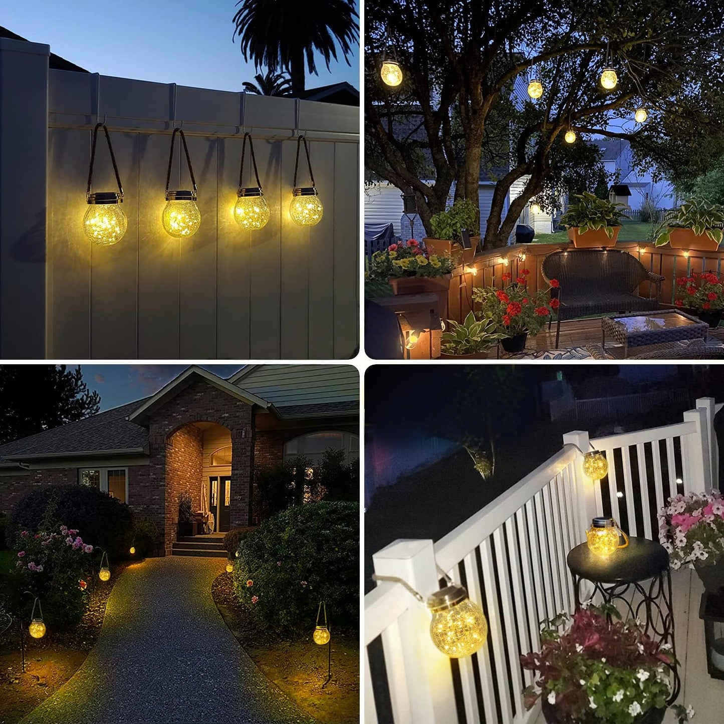 Solar Lantern, 2 Pack Outdoor Lanterns with 30 LED Waterproof Garden Decor Patio Solar Lights Outdoor Decorative Backyard Outdoor Hanging, Warm Light