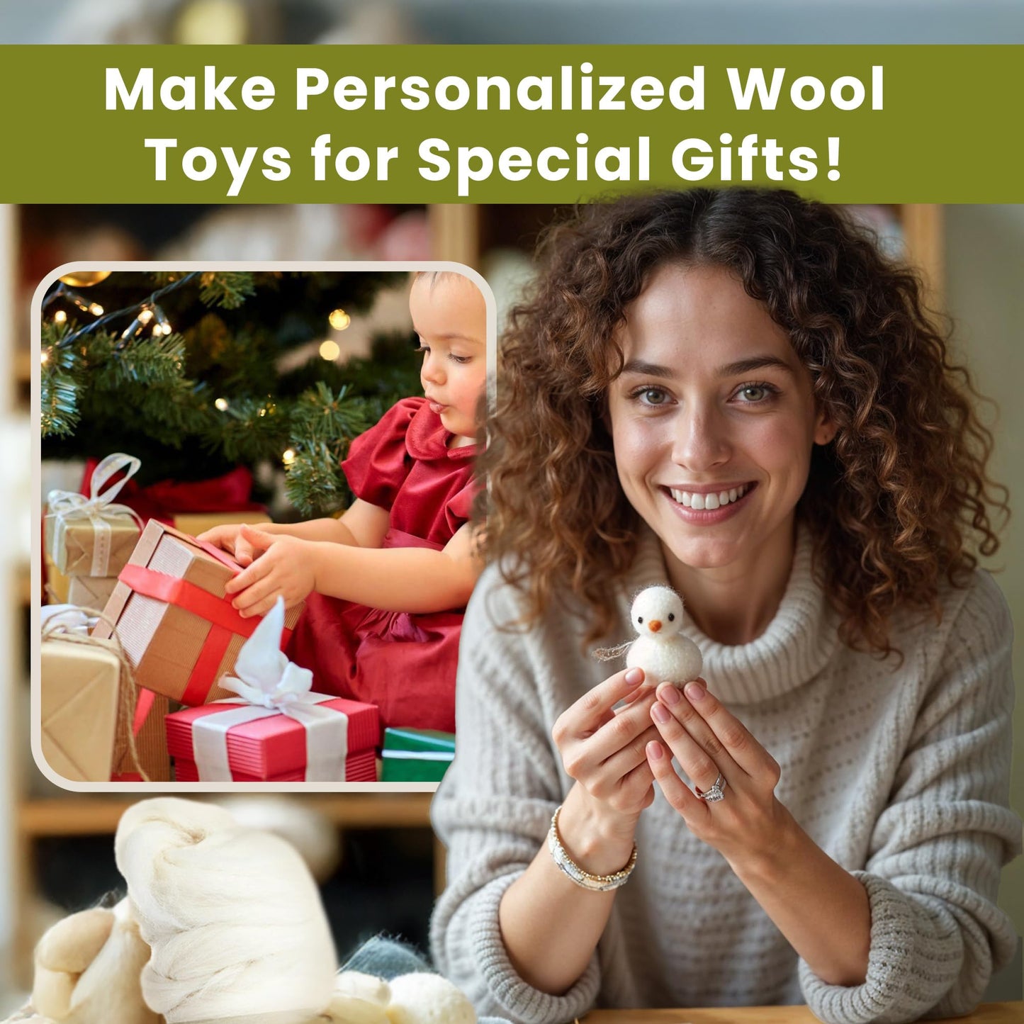 Wool Roving Top – 8 OZ Natural Corriedale, Bulk Pack, Best Core Wool for Needle Felting Wool, Wool Felting, Dryer Balls, Yarn Roving - Ethically Sourced, Processed in USA - White Ecru, 29.5 Micron