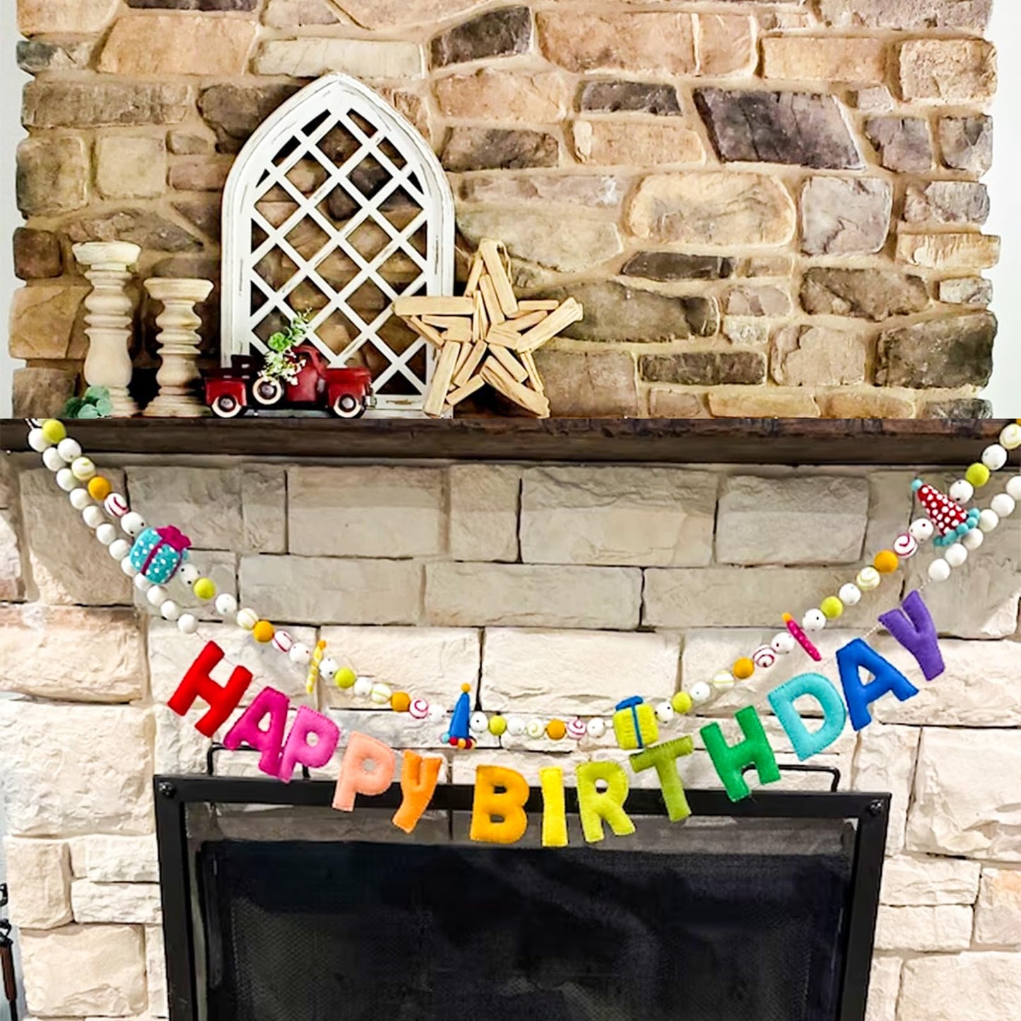 Pre-Strung Happy Birthday Banner - Felt Ball Garland - HAPPY BIRTHDAY Garland, Rainbow Birthday Decorations, Personalized Happy Birthday Sign for Birthday Decor, Party Decor, Photo Prop