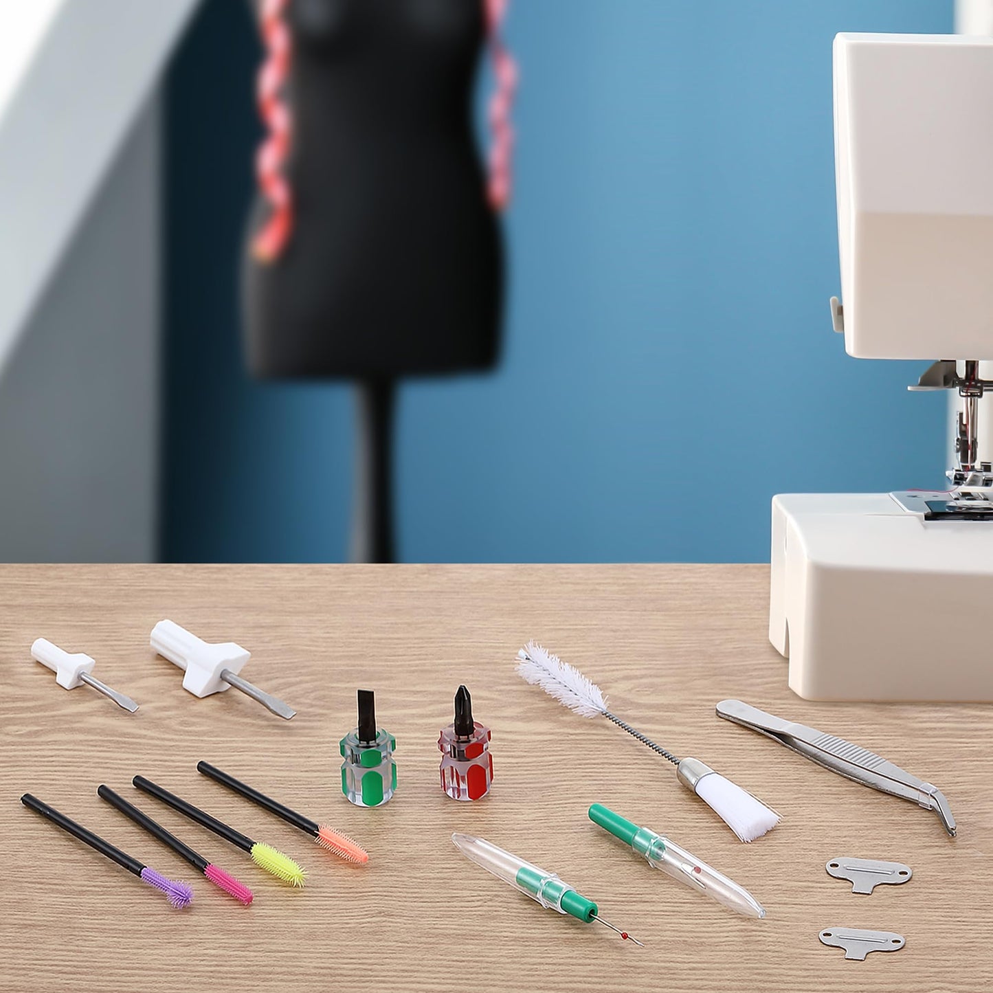 14 Pieces Sewing Machine Cleaning Kit, Sewing Machine Repair Tools Include Tweezers, Double Headed Brush, Screwdriver, Seam Rippers, Silicone Brush for Repair and Cleaning Machine Sewing