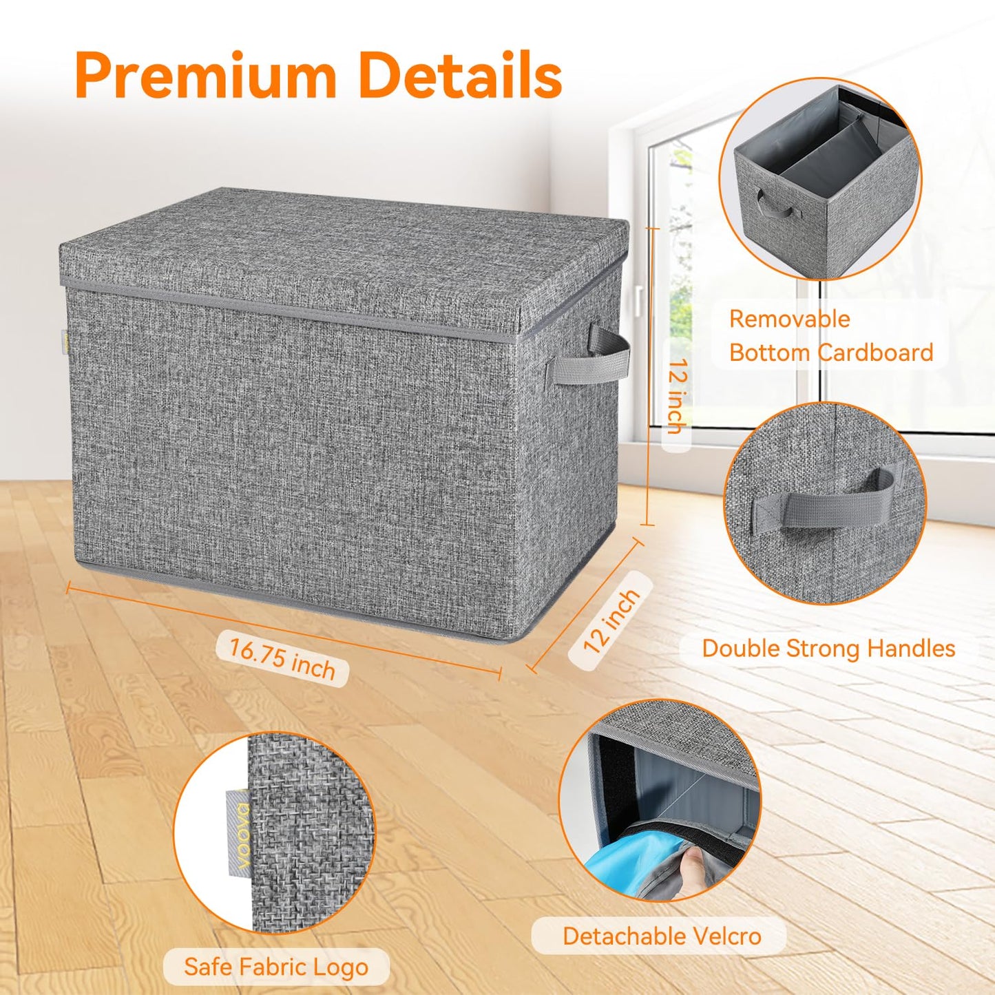 Toy Storage Organizer and Play Mat- 2-in-1 Toy Storage Chest Bin for Kids, Stackable and Foldable Cube Toy Basket Box for Boys & Girls, Large Building Blocks Storage Holder for Playroom,Grey