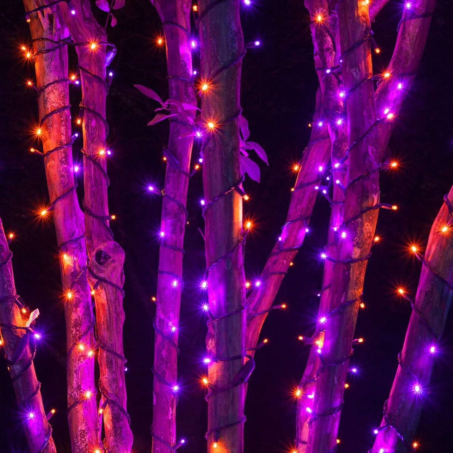 Halloween String Lights, 66FT 200 LED Connectable Black Wire 8 Modes String Lights, Waterproof Christmas Decorations for Indoor Outdoor Patio Party Holiday, Purple & Orange