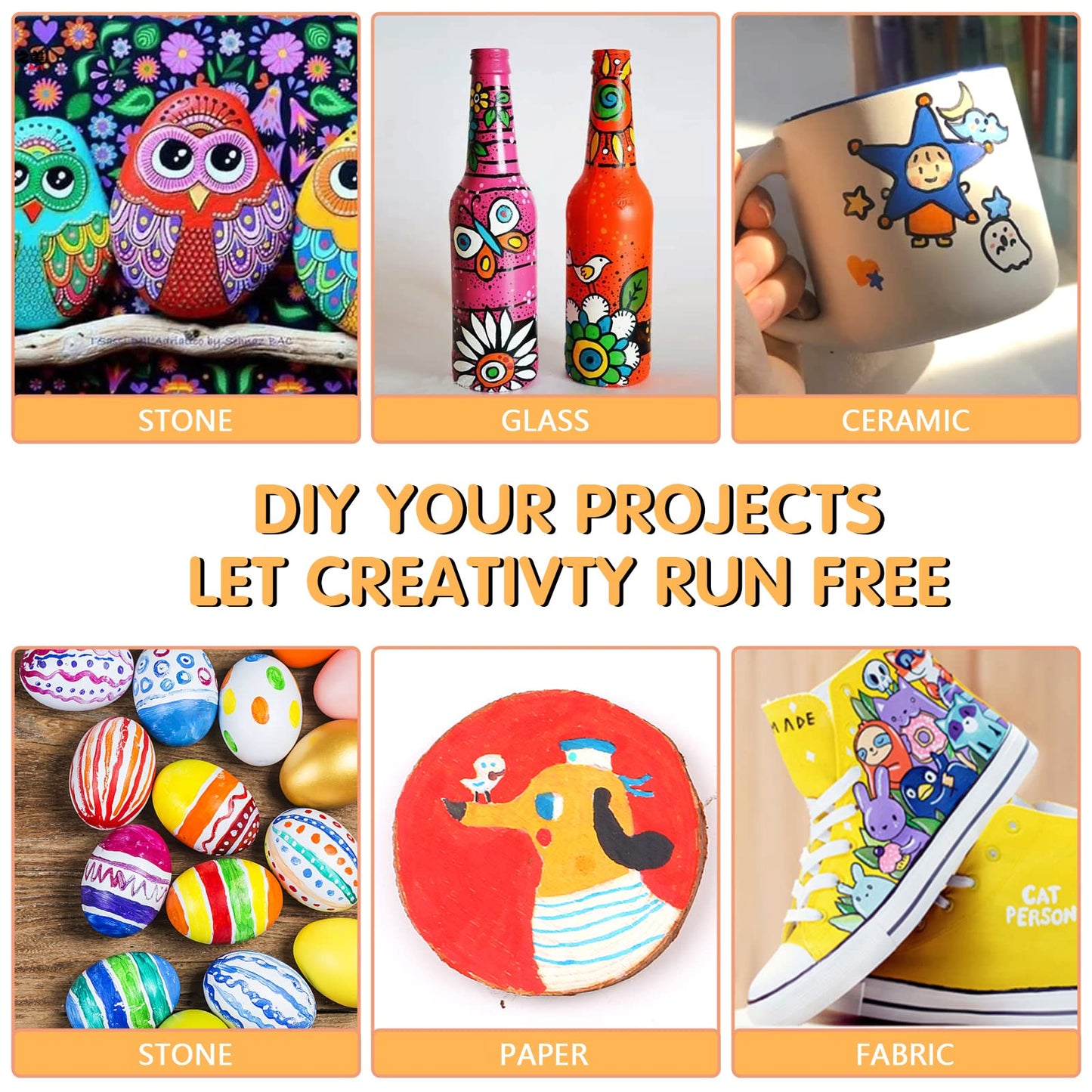 Acrylic Paint Pens, 60 Colors Acrylic Paint Marker, 0.7mm Extra Fine Paint Pens for Canvas, Rock Painting, Wood, Glass, Metal, Ceramic, stone