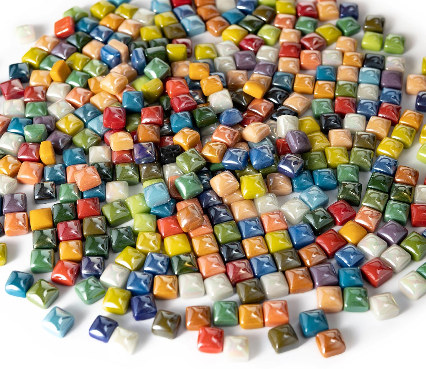 1.7 Pounds/350 Pieces Vibrant Glass Mosaic Tiles Assortment for Crafts, Colorful Glossy Stone Glass Tiles Pieces Bulk for Mosaic Art Craft Home Garden Decoration