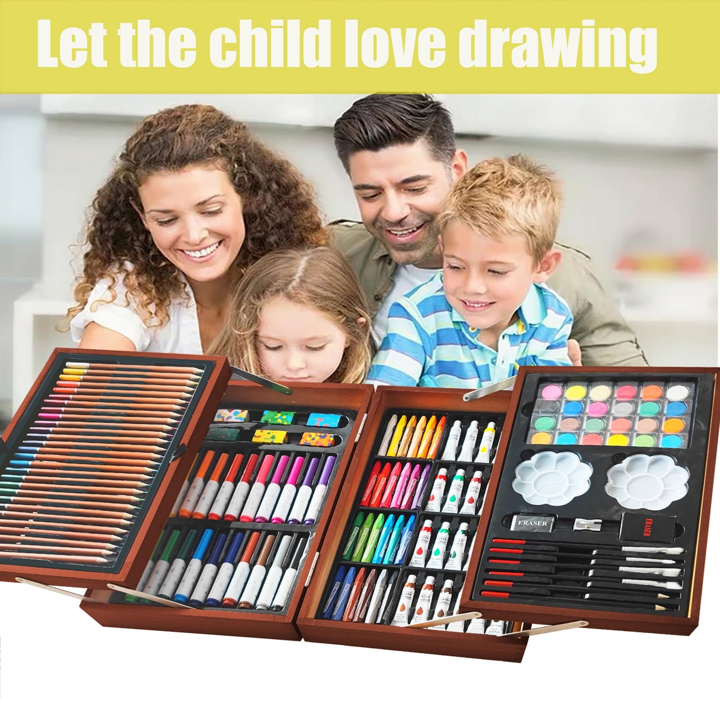Art Supplies, 139 Pack Painting Drawing Art Kit with 2 Sketch Pads, Deluxe Double Layers Art Set Crafts, Colored Pencils, Oil Pastels, Watercolor Paints, Gift for Artists Kids (Brown)