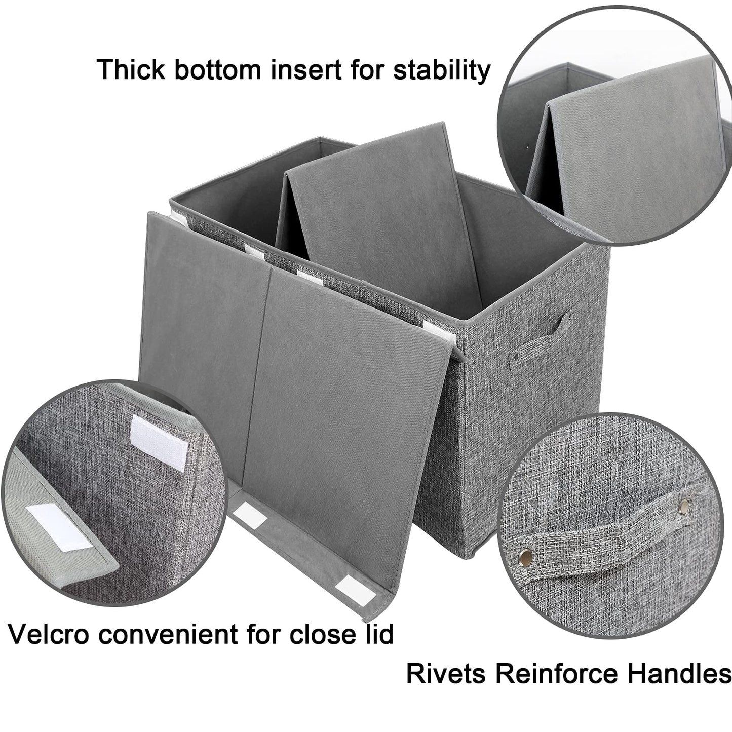 Large Toy Box Chest with Lid, Collapsible Sturdy Toy Storage Organizer Boxes Bins Baskets for Kids, Boys, Girls, Nursery, Playroom, 25"x13" x16" (Linen Gray)