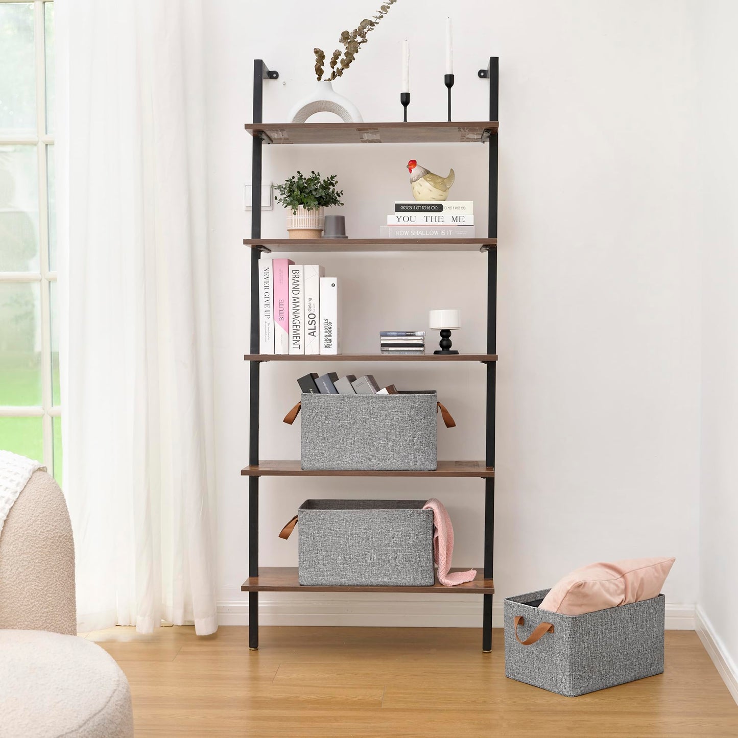 Storage Baskets for Shelves, Basket for Organizing, Organizer Bins, Closet Storage Organizer Bins with Metal Frame, Large, 2-Pack