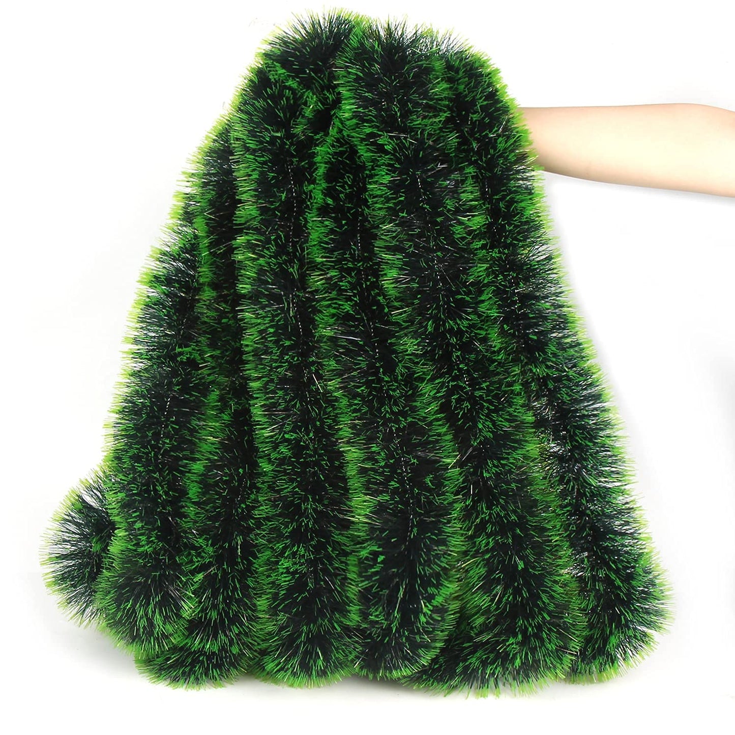 32.8 Ft Christmas Tinsel Garland,Dark Green Glittering Decoration for Xmas Tree Party Wedding Supplies