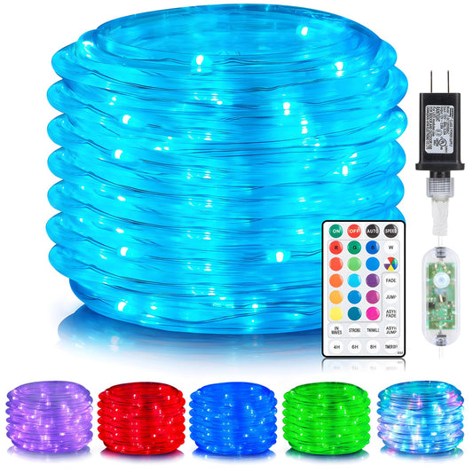 66 ft 200 LED Rope Lights Outdoor, Waterproof 16 Colors Changing String Lights Plug in with Remote Control Indoor Twinkle Fairy Lights for Bedroom Garden Party Halloween Christmas Decorations