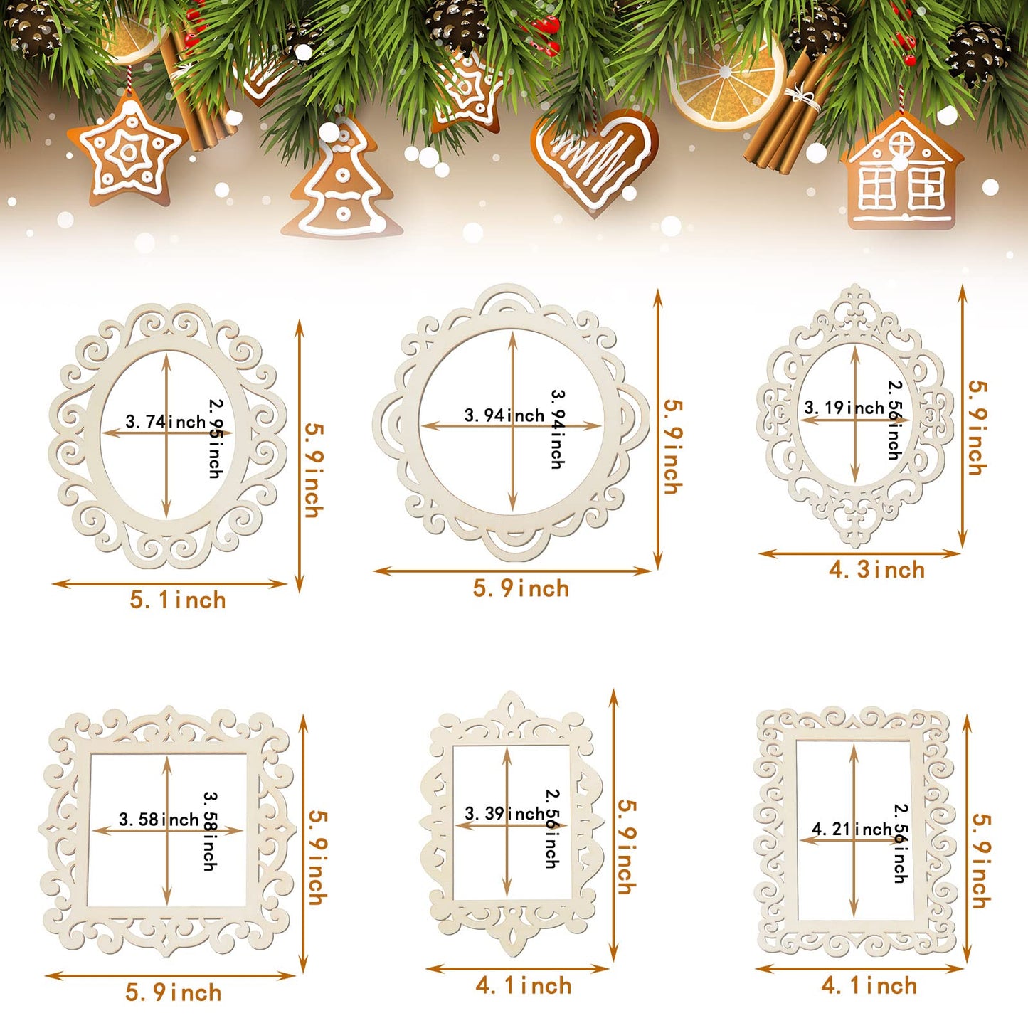 18 Pieces Wood Frames for Crafts Unfinished Wood DIY Picture Unfinished Picture Frames Ornament Craft with Ropes for DIY Christmas Tree Hanging Decor Photo Display 5.9 x 4.7 Inch