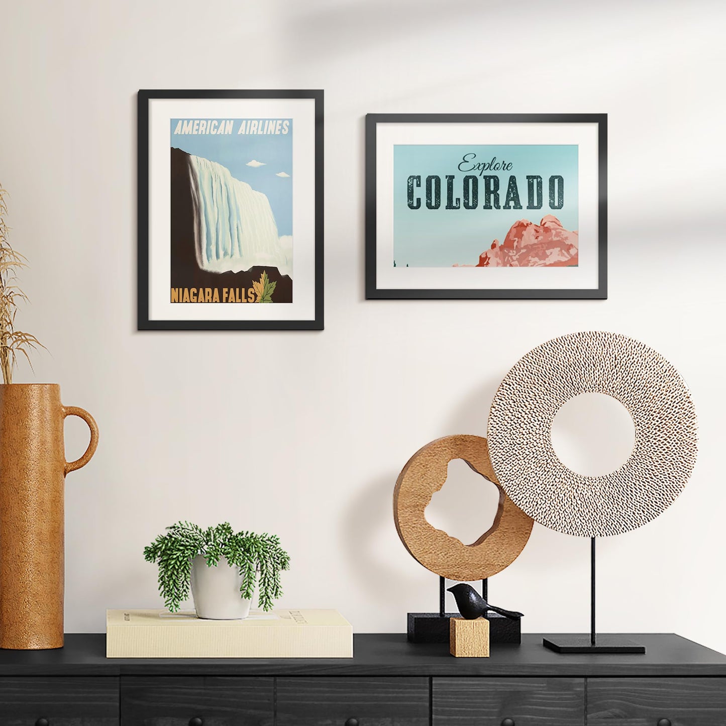 12x16 Picture Frame, Display Poster 9x12 with Mat or 12 x 16 Without, Wall Gallery Photo Frames, Black, 2 Pack