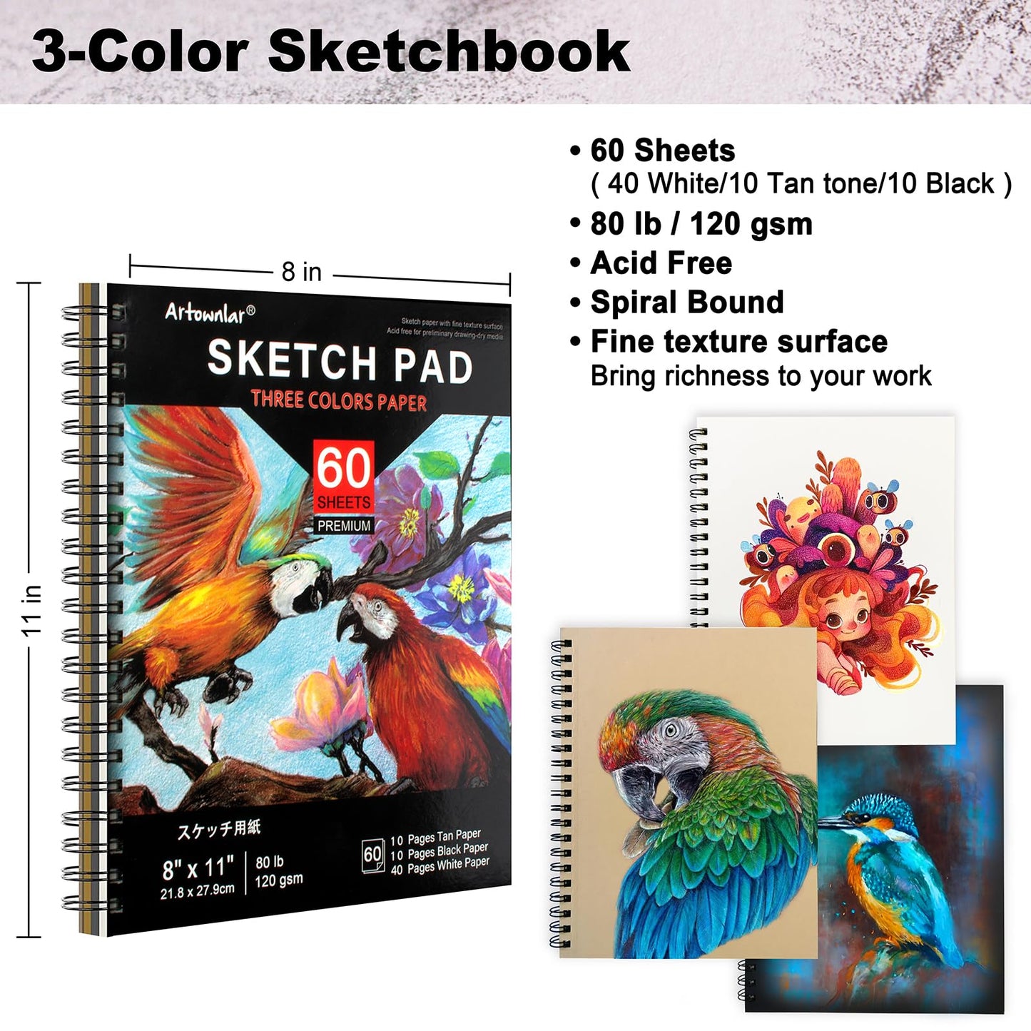 72 Pack Drawing Sketching Set with 8x11 Sketchbook | Pro Art Supplies Kit for Artist Adults Teens Beginner | Graphite Charcoal, Watercolor & Metallic Colored Pencils in Gift Case.