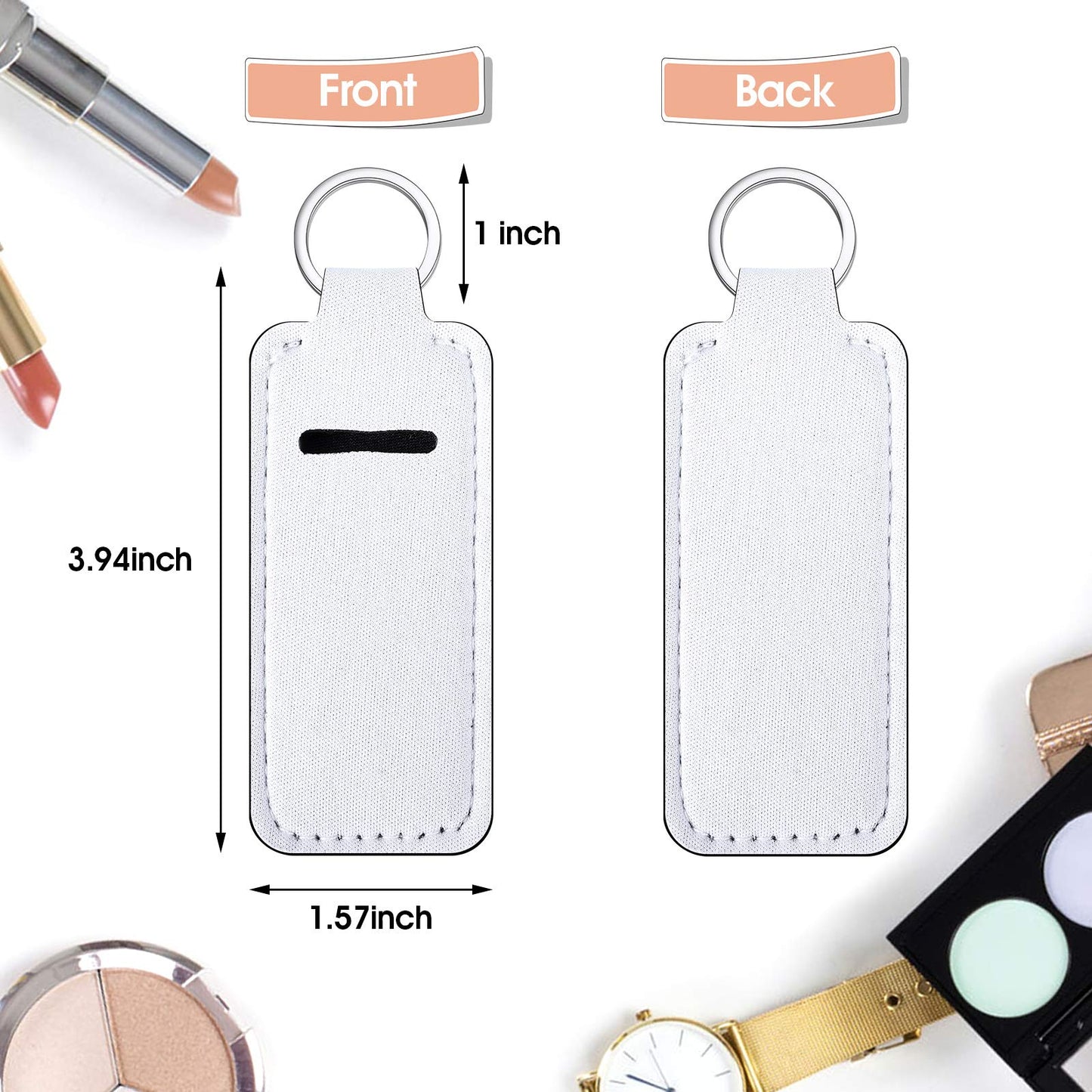 20 PCs Sublimation Lipstick Holder Keychain Bulk Blank Lipstick Neoprene Clip-on Sleeve Travel Key Ring Holder