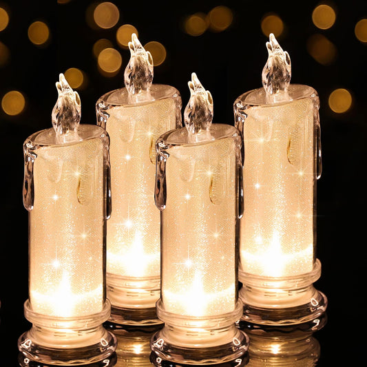 4PCS White LED Candles (D:2.5" x H:7"),Flameless Pillar Candle,Battery Operated Candles/Fake Candle, Velas Artificiales para Decoracion for Valentine Wedding Ramadan Christmas Decorations