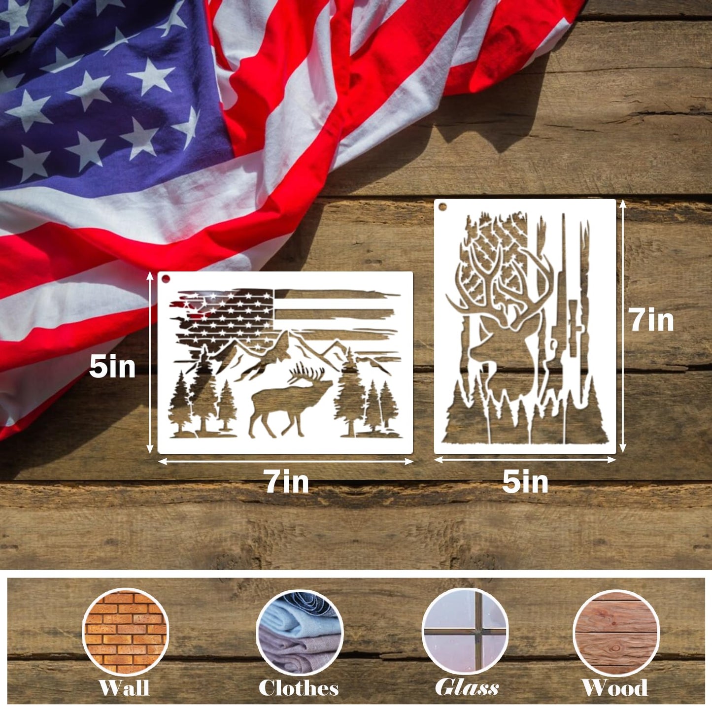 American Flag Stencil Star Stencils for Painting Union 50 Stars 1776 Military We The People Template for Flag Patriotic Wood Burning Stencils for Spray Paint on Shirt Project Crafts (12 Flag)