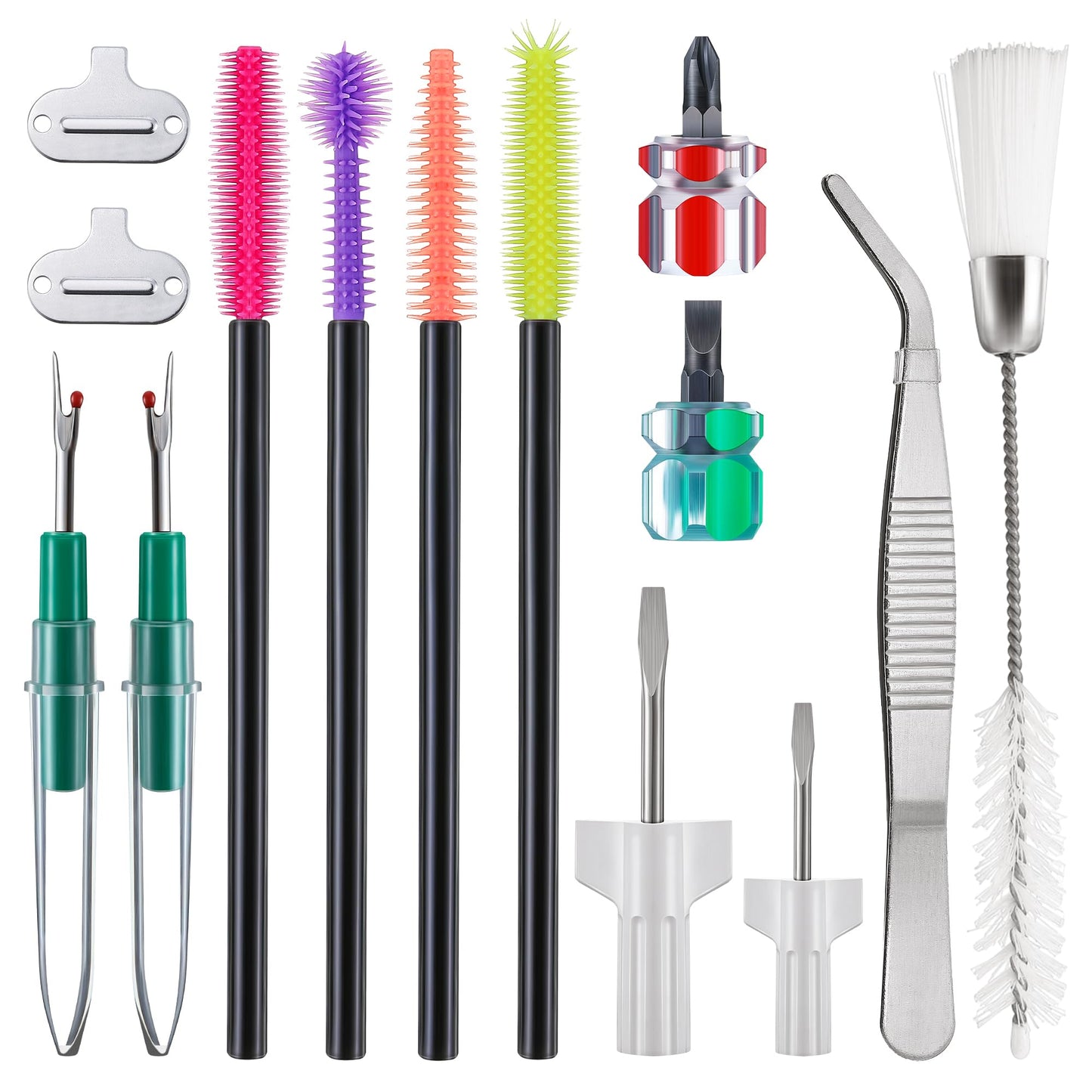 14 Pieces Sewing Machine Cleaning Kit, Sewing Machine Repair Tools Include Tweezers, Double Headed Brush, Screwdriver, Seam Rippers, Silicone Brush for Repair and Cleaning Machine Sewing