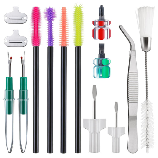 14 Pieces Sewing Machine Cleaning Kit, Sewing Machine Repair Tools Include Tweezers, Double Headed Brush, Screwdriver, Seam Rippers, Silicone Brush for Repair and Cleaning Machine Sewing