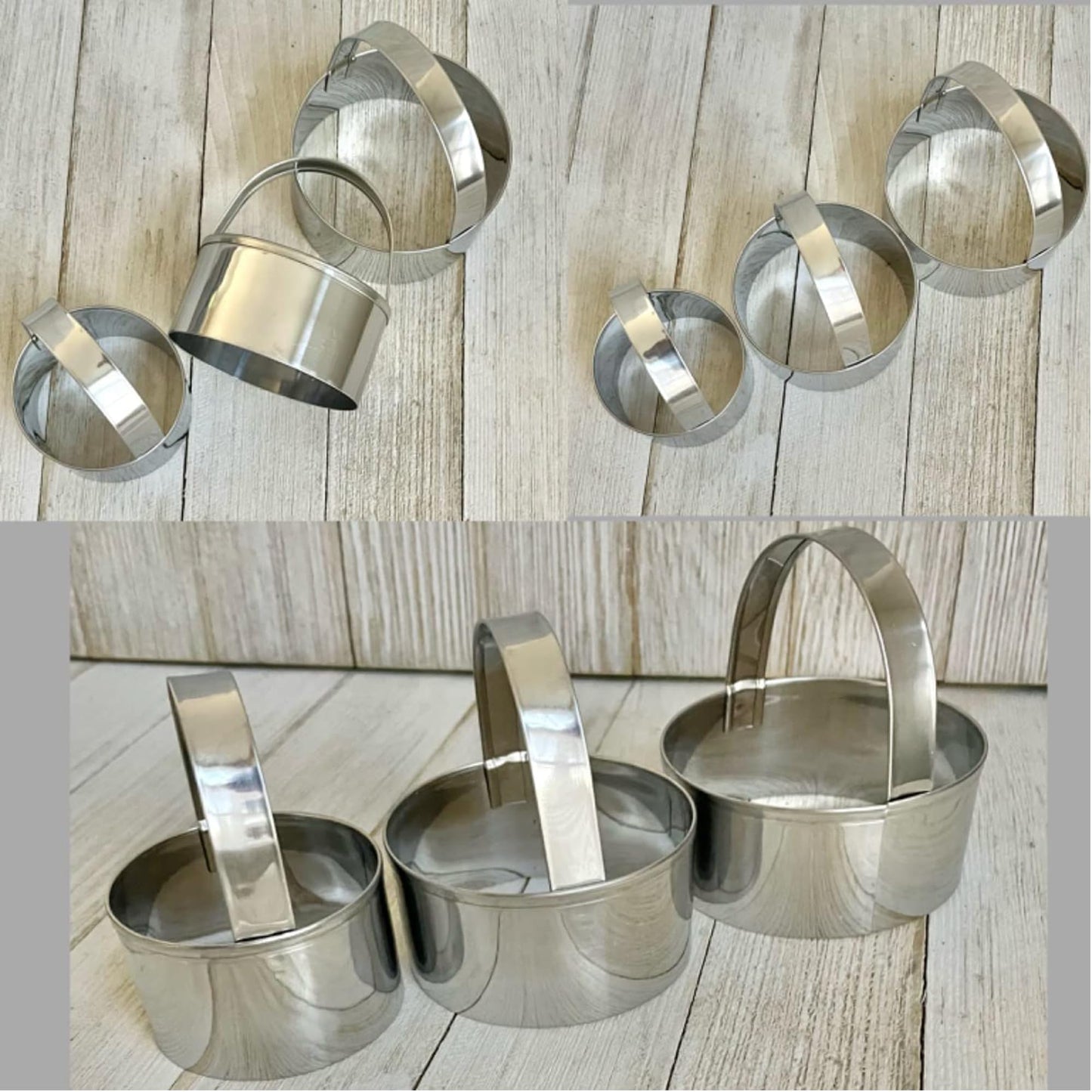 3 Pieces Round Biscuit Cutter with Handle - Stainless Steel Round Circle Doughnut Cutter Baking Molds Assorted Size