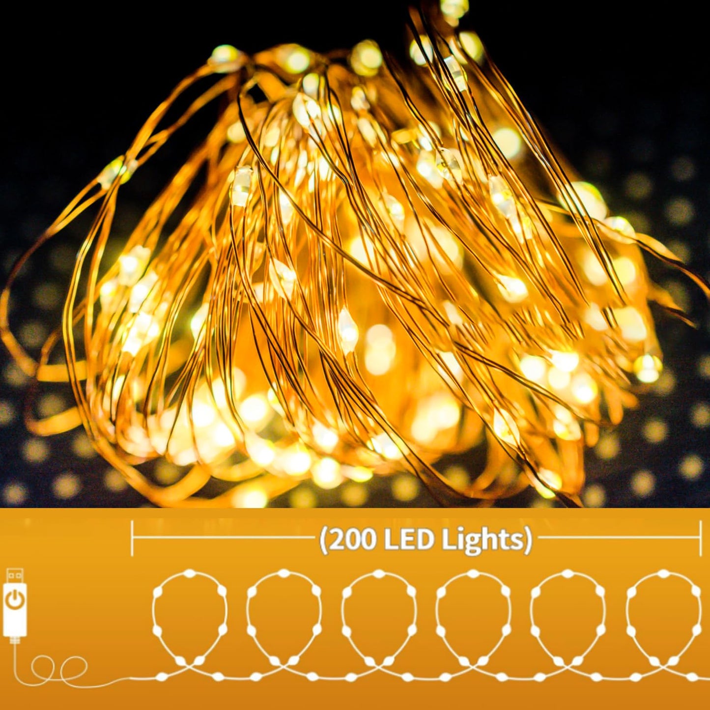 66FT 200 LED Christmas Fairy Lights Plug in with Remote and Timer, Waterproof Christmas String Lights Indoor Outdoor, Upgraded 8 Modes Twinkle String Lights for Bedroom Xmas Wedding Party(Warm White)