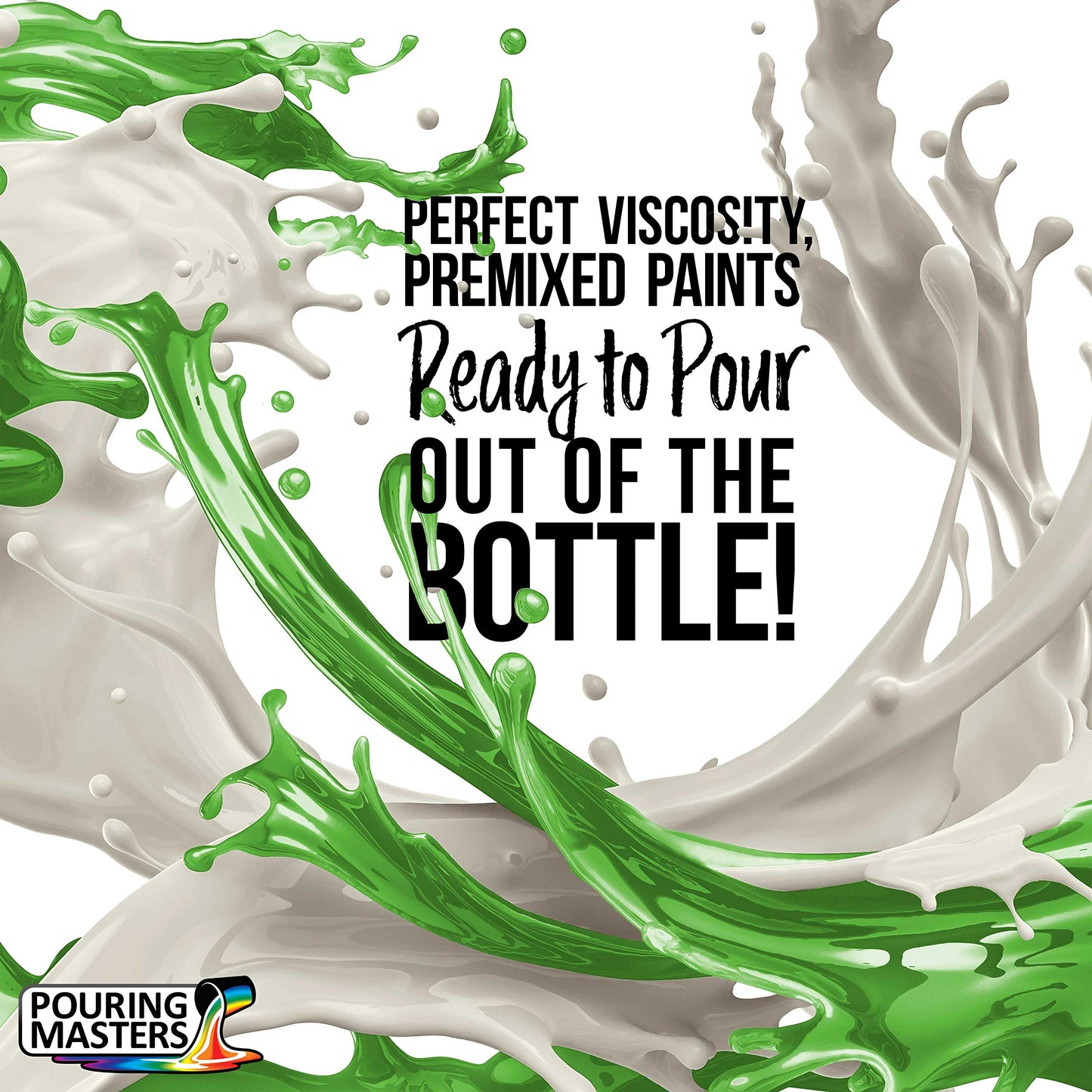 Pouring Masters 8 Color Ready to Pour Acrylic Pouring Paint Set - Premium Pre-Mixed High Flow 2-Ounce Bottles - for Canvas, Wood, Paper, Crafts, Tile, Rocks and More